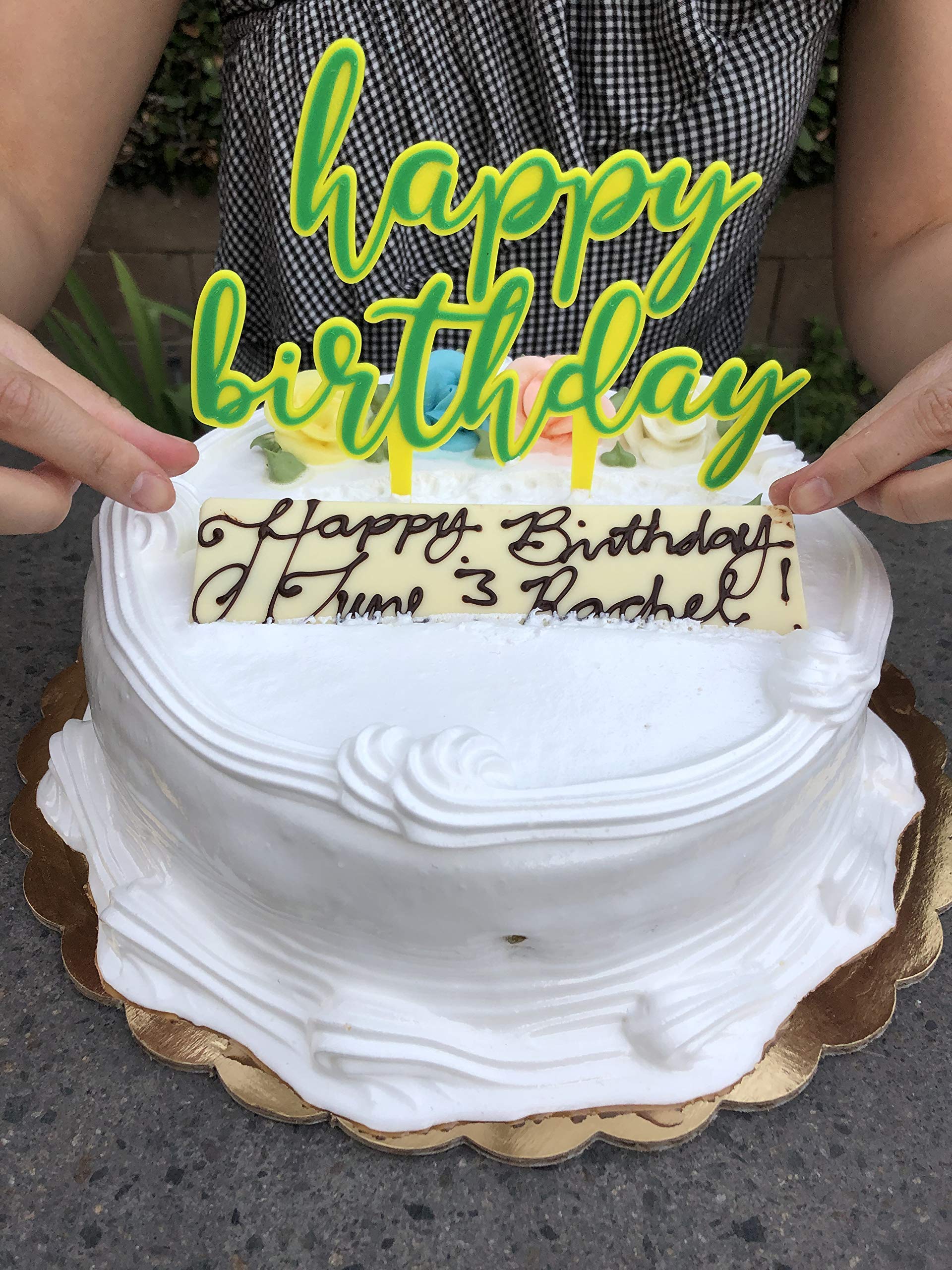 Custom Happy Birthday Cake Topper - Elegant Calligraphy Font - Choose Your Colors - Perfect for Birthday Parties, Weddings & Anniversary Celebrations