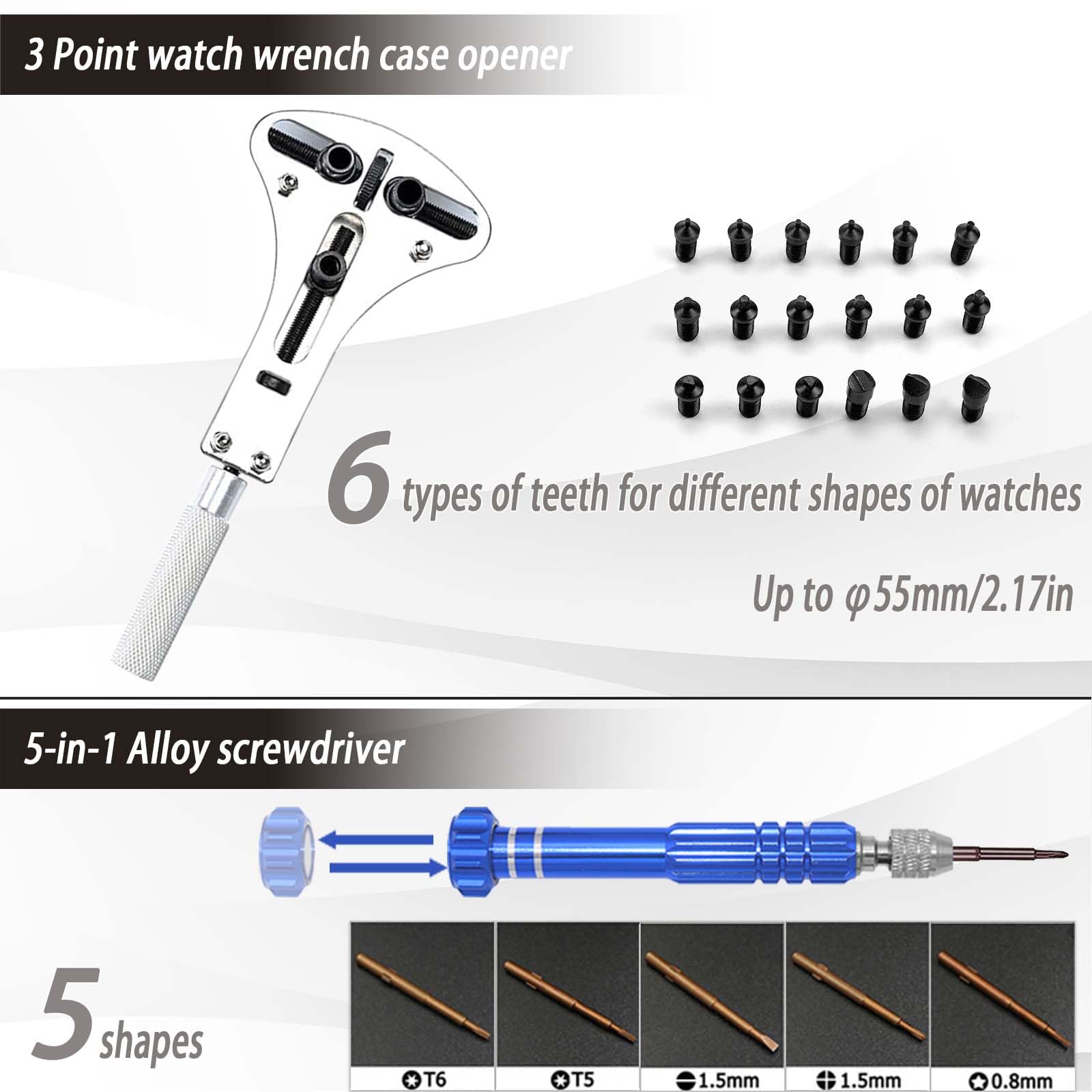 Professional Watch Repair Kit with 60pcs Batteries - GLDCAPA Watch Battery Replacement Tool Set, Case Opener, Link Remover & Press Set in Portable Carrying Case | Perfect for Watchmakers, Jewelers & DIY Watch Repair at Home or Workshop