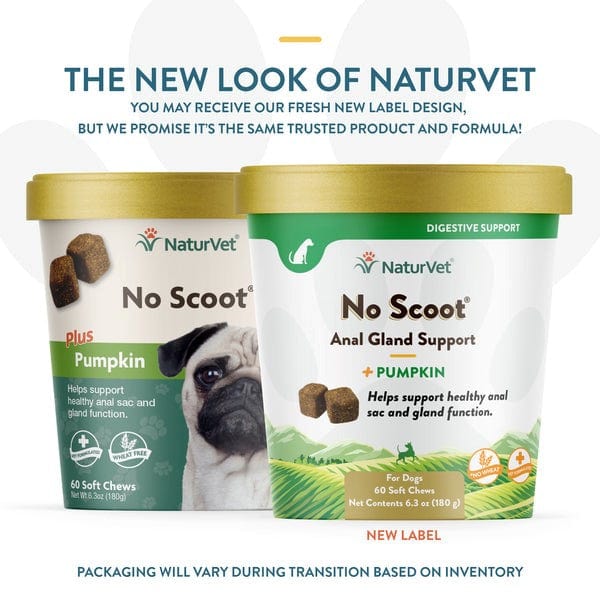 NaturVet No Scoot Plus Pumpkin Soft Chews for Dogs - Digestive Support & Anal Gland Relief - Perfect for Small & Large Breeds at Home or Travel
