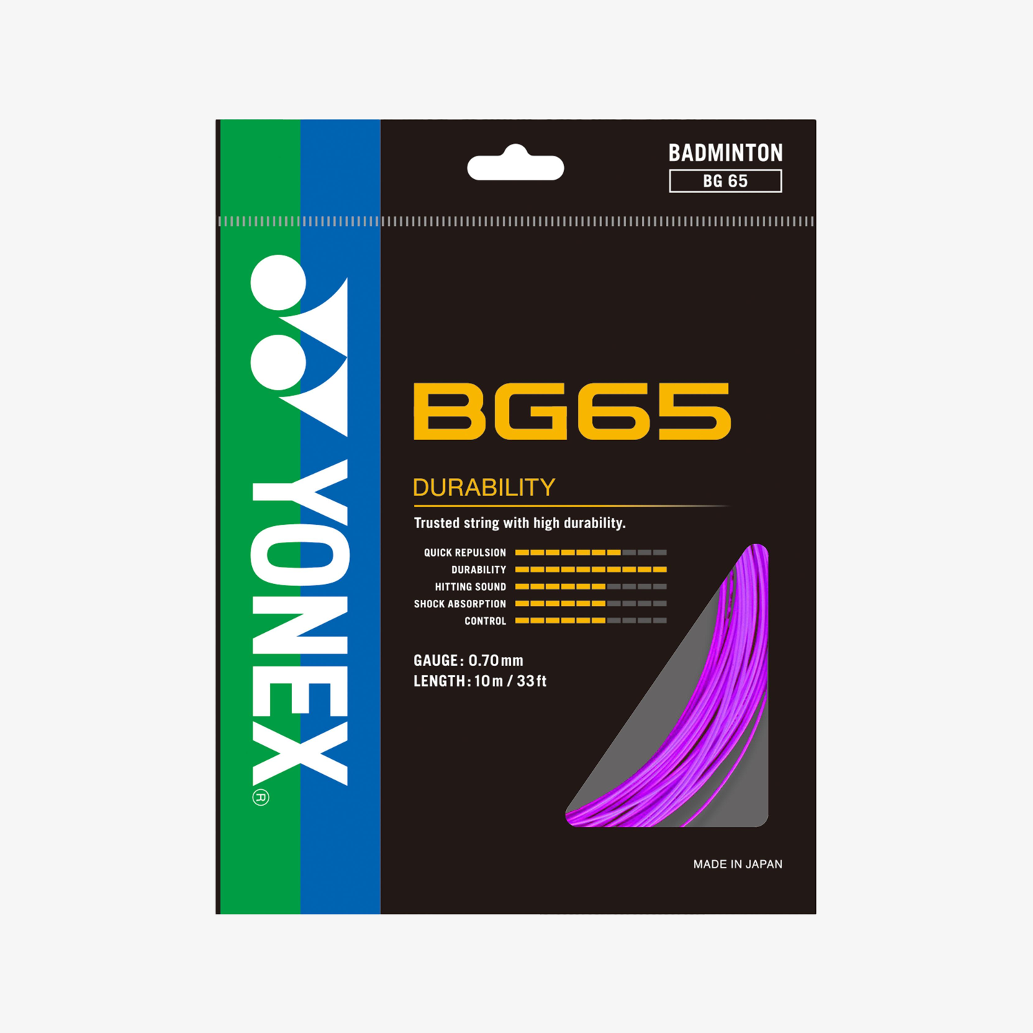 Yonex BG 65 Badminton String - 10m Reel (9 Color Options) | High Performance, Durable & Versatile for Professional & Recreational Players - Perfect for Tournaments, Training & Casual Play