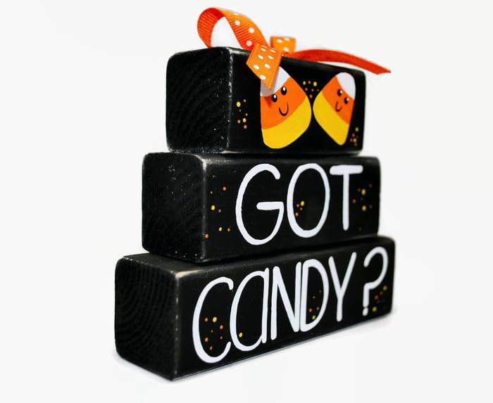 Halloween Candy Corn Wooden Block Shelf Sitter - Fun Fall Decor for Home, Office & Party | Stackable Wooden Candy Corn Decorations for Halloween, Thanksgiving & Autumn Season