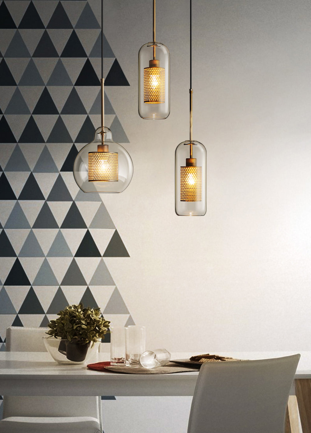 Chiswick Glass Pendant Light - Modern Hanging Ceiling Lamp for Kitchen Island, Dining Room & Bedroom Lighting