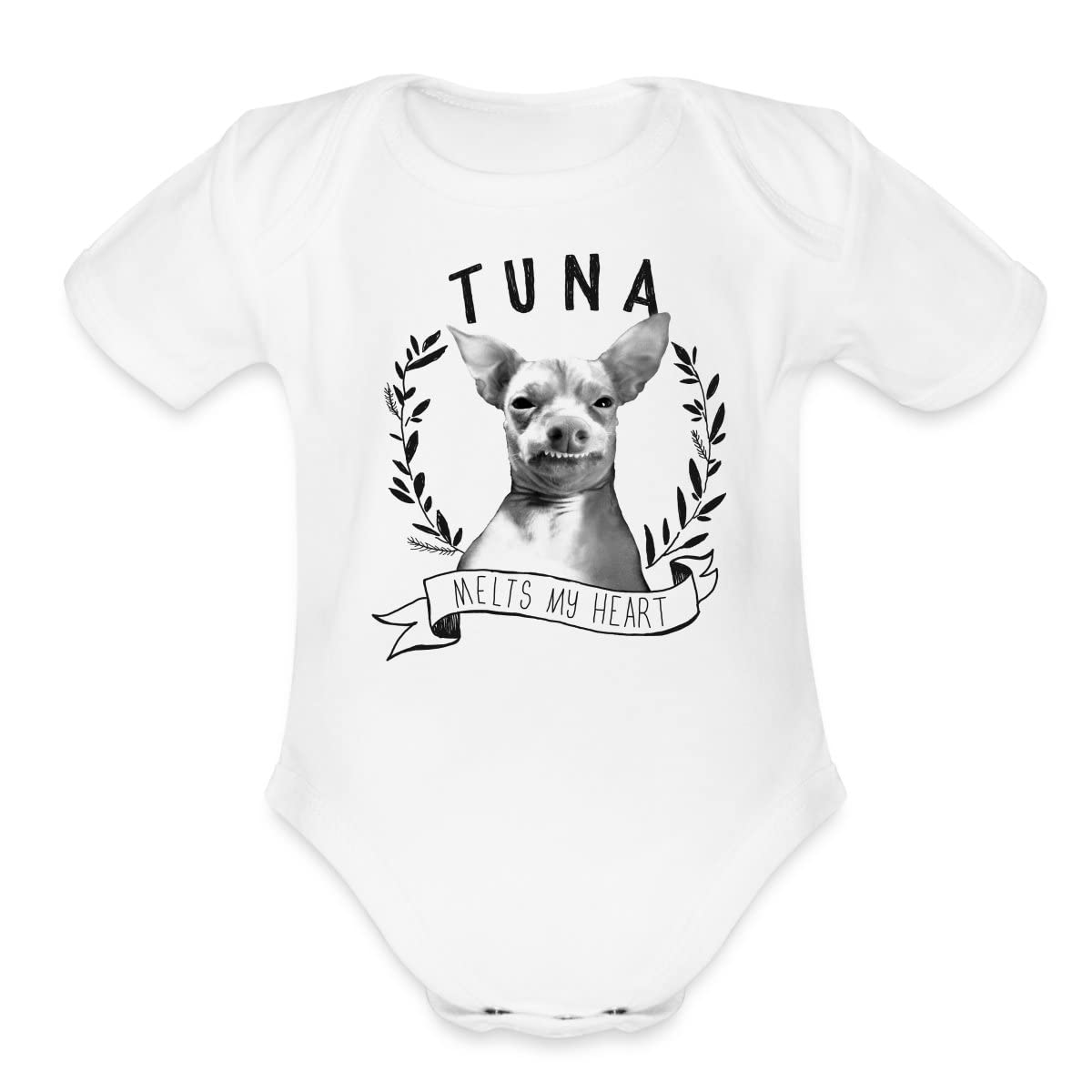 Spreadshirt Organic Cotton Short Sleeve Baby Bodysuit - Cute 'Tuna Melts My Heart' Design - Soft & Comfortable for Infants - Perfect for Playdates, Family Photos & Everyday Wear