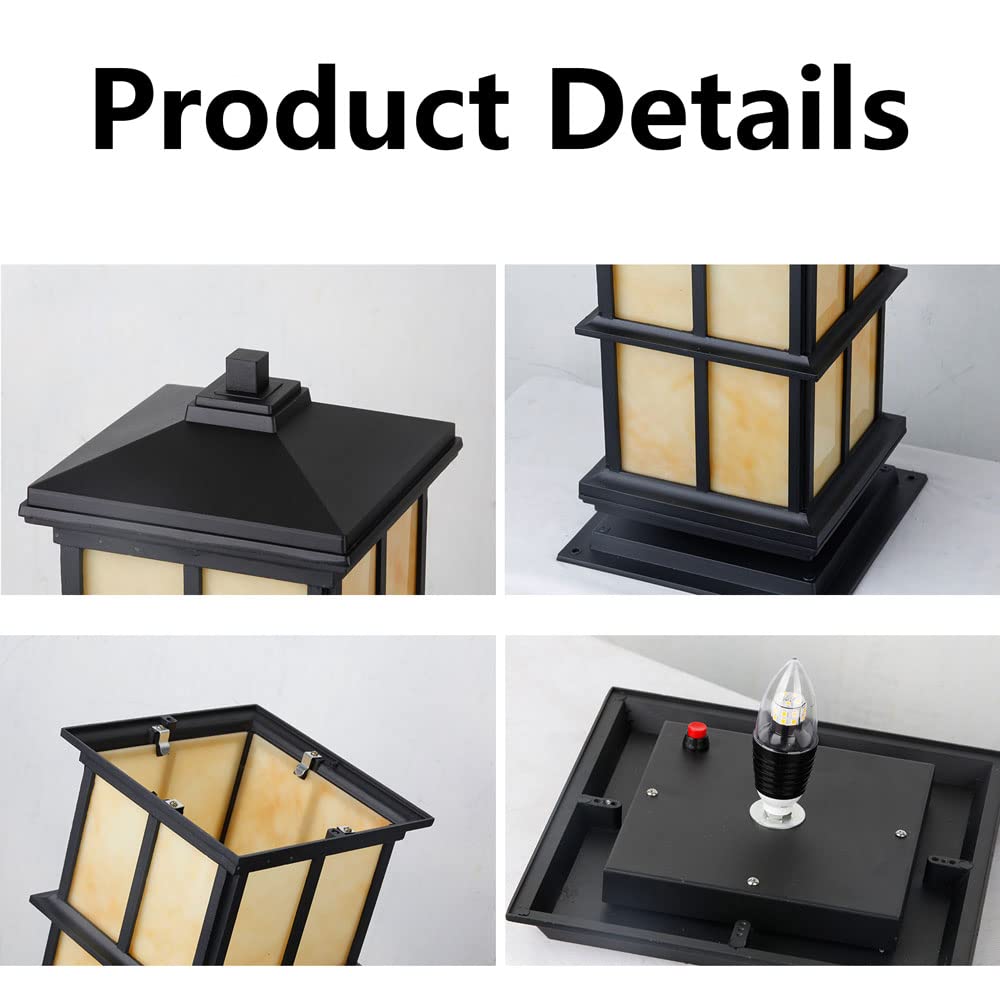 Traditional Balcony Pillar Lamp - Waterproof Outdoor Solar Post Light for Villa, Porch, Terrace & Courtyard - Nordic Style Decorative Column Head Lantern for Patio, Garden & Pathway Lighting