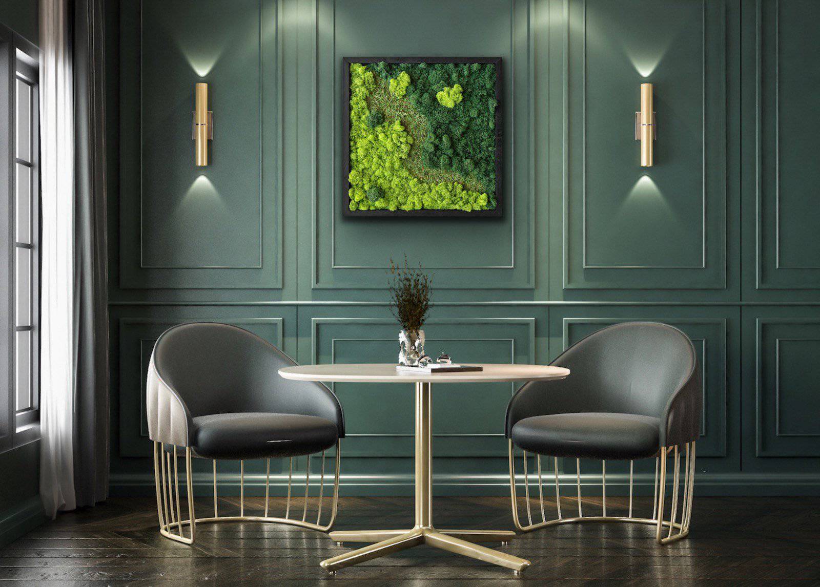 Mixed Moss Wall Art - Natural Green Moss Decor for Home & Office - Perfect for Living Room, Bedroom, and Workspace Decor