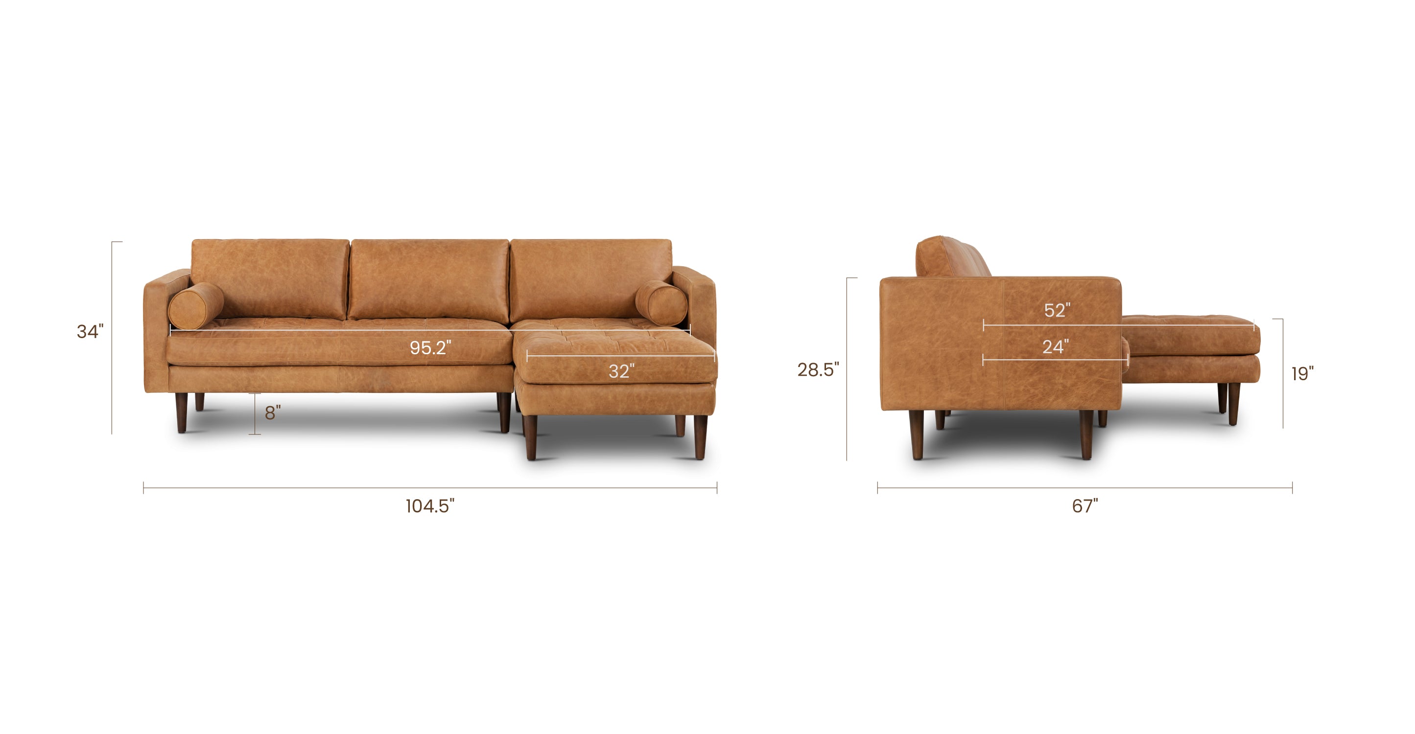 Napa Right Facing Sectional Sofa - Modern L-Shaped Couch for Living Room, Family Room & Home Theater | Comfortable Upholstered Furniture with Premium Fabric