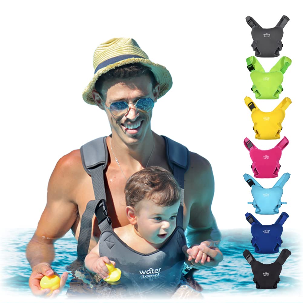 WaterLand Baby Carrier - Waterproof & Adjustable Infant Carrier for Pool, Beach & Outdoor Adventures - Lightweight Toddler Harness with Comfortable Straps (Urban Grey) - Perfect for Swimming, Travel & Daily Use