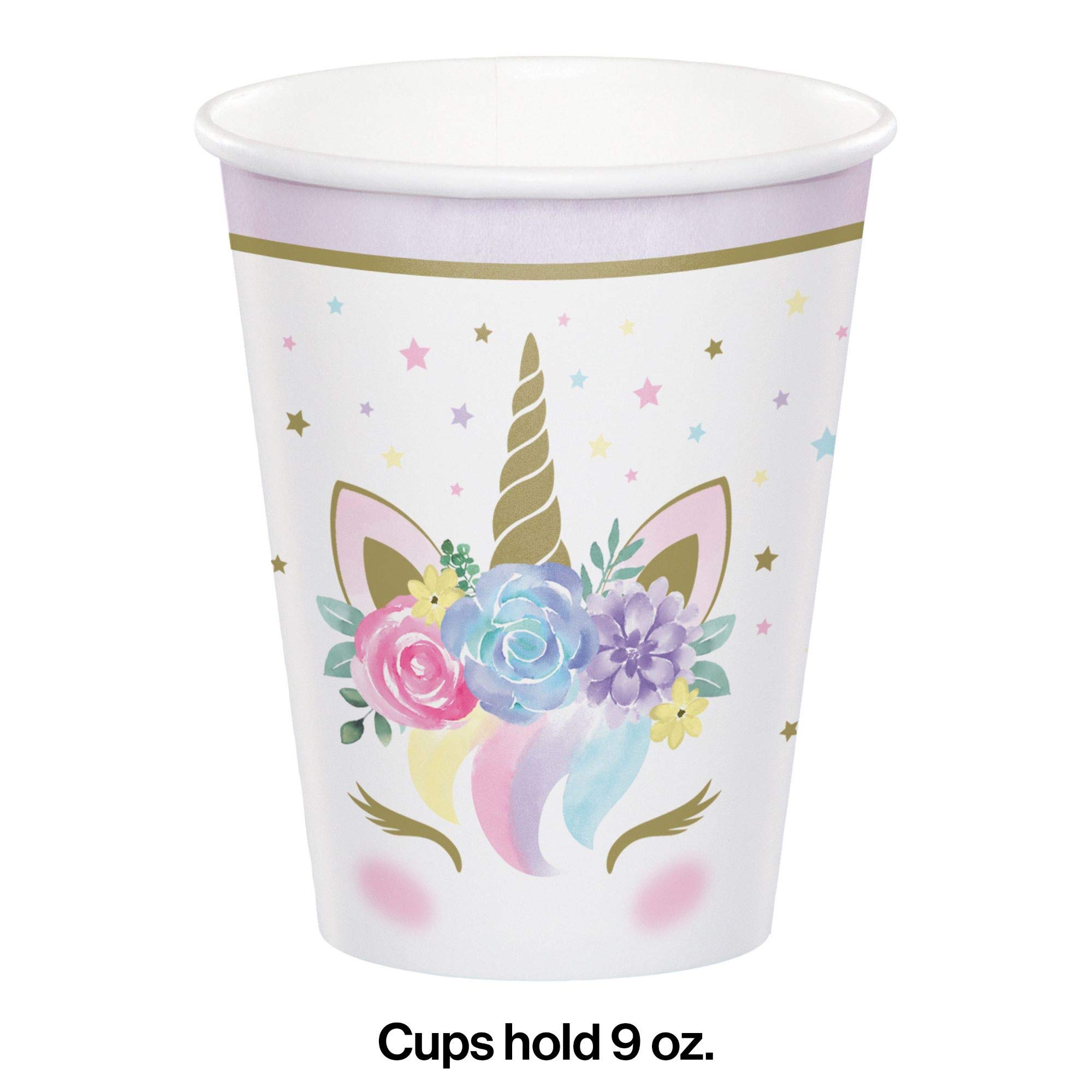 96-Pack Purple Unicorn Baby Shower Disposable Paper Cups | 9 oz Party Tumblers for Kids Birthday, Unicorn Theme Celebration & Festive Events