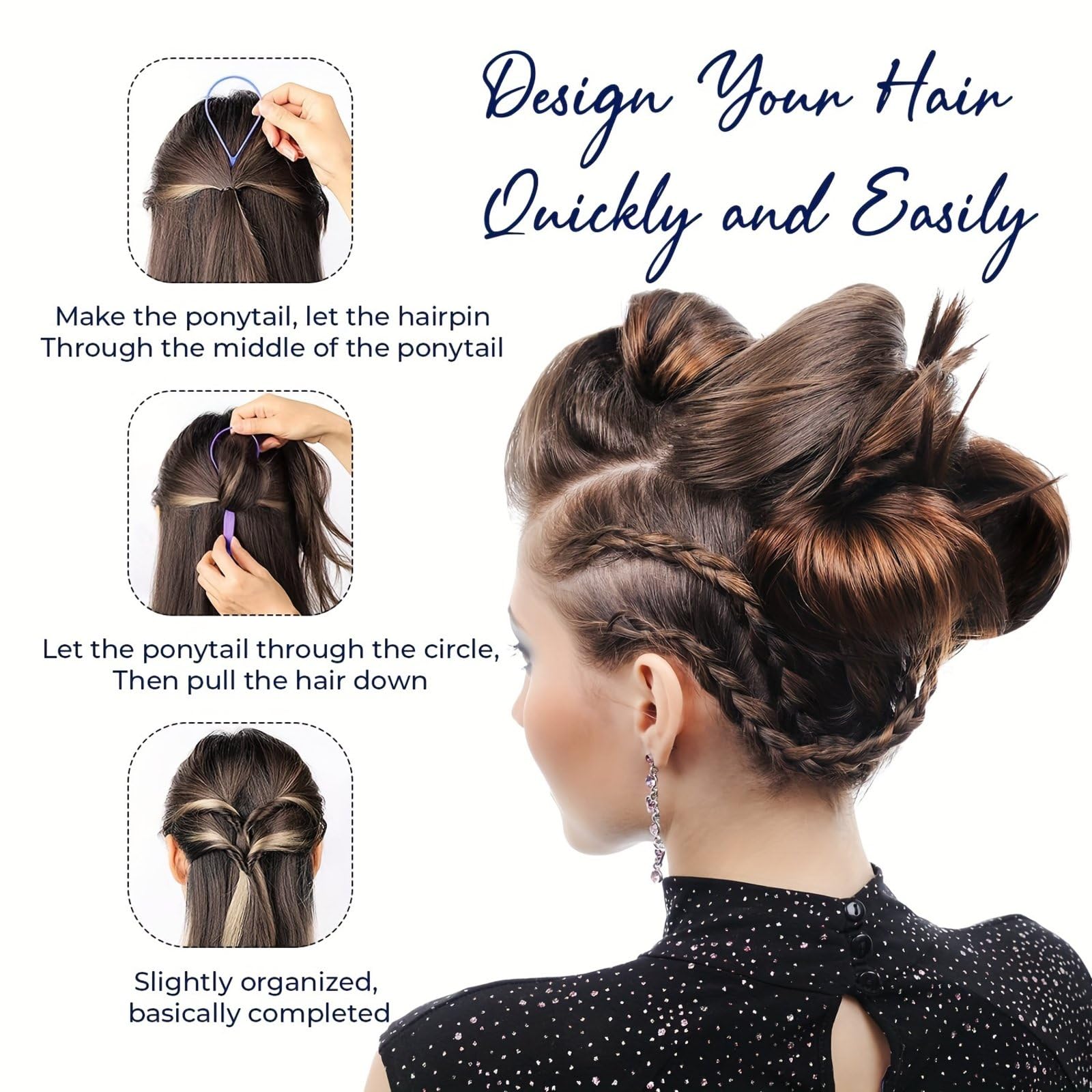 Topsy Tail Hair Braid Tool – Plastic Ponytail Maker & Styling Accessory with Bonus Hair Holder (2-Pack) – Perfect for Quick Updos, Braids & Ponytails