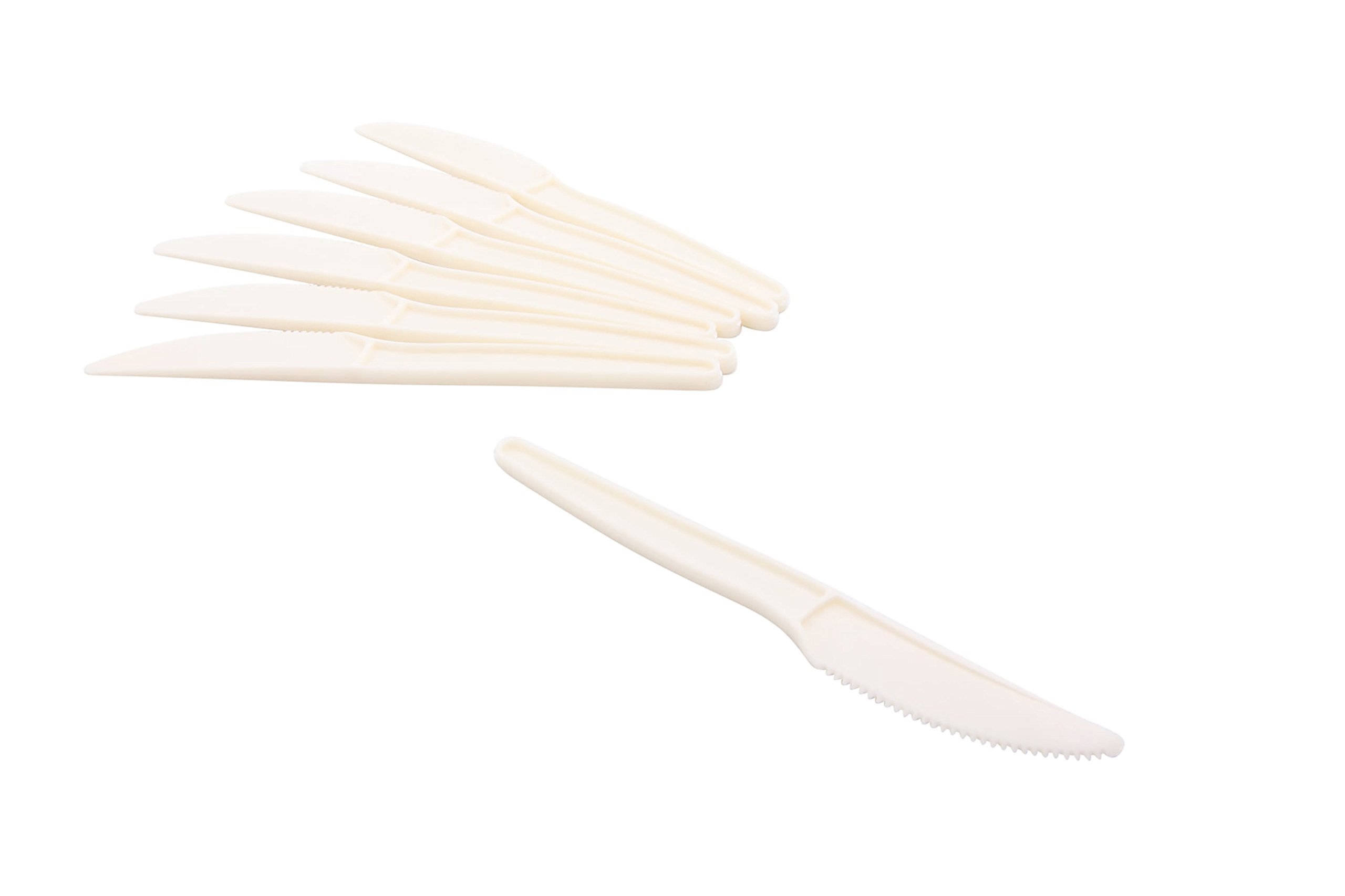 CONSERVE Knives 100 Pack - Premium Disposable Plastic Knives, OFF WHITE (10233) - Perfect for Parties, Picnics, Catering & Home Use
