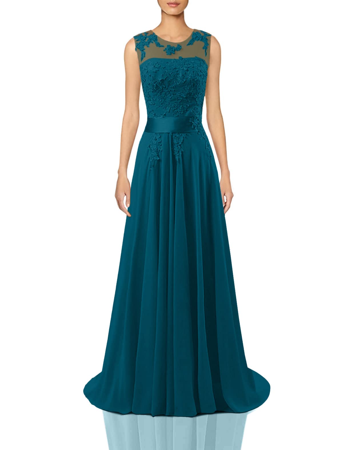 Elegant Chiffon Long Prom Dresses with Lace Applique - Formal Evening Gowns for Wedding, Bridesmaid & Special Occasions | Perfect for Prom Night, Black Tie Events & Formal Dinners