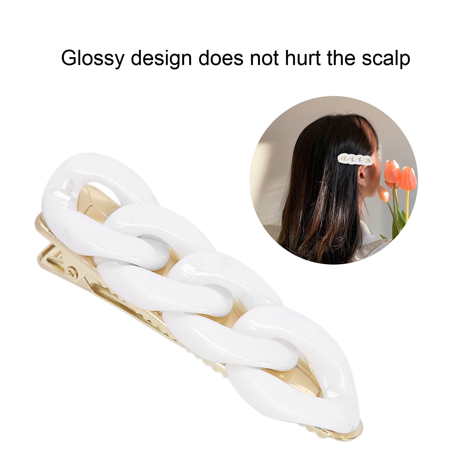Laser Milk White Hair Clips for Girls - Secure Hair Barrettes for Daily Wear, School, Dance Parties & Special Occasions
