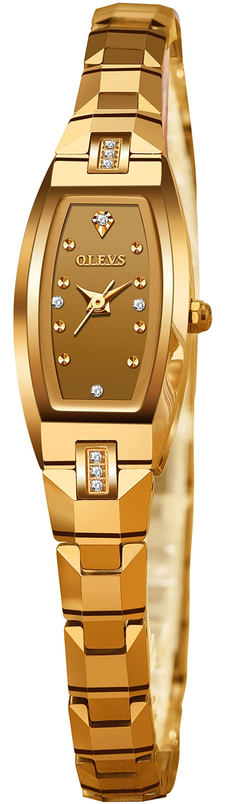 OLEVS Gold & Rose Gold Women's Watches - Slim Thin Small Wrist Analog Quartz Square Diamond Dress Watch for Ladies | Perfect for Office, Party & Formal Occasions