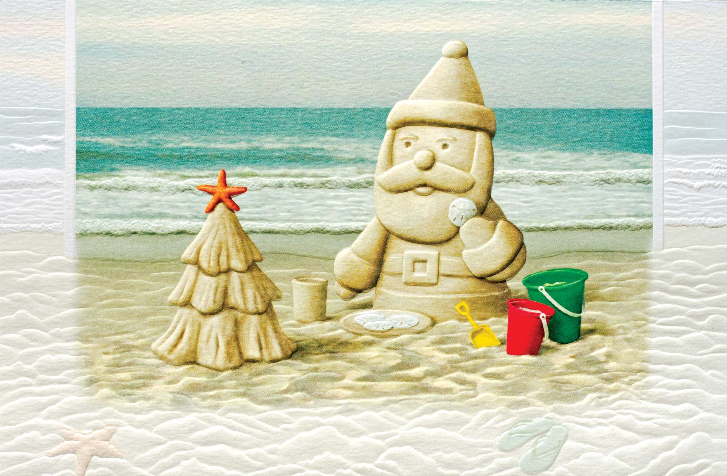 Pumpernickel Press Boxed Christmas Cards - Sandy Claus Design | Holiday Greeting Cards for Family & Friends | Perfect for Christmas Parties, Gifts & Festive Celebrations