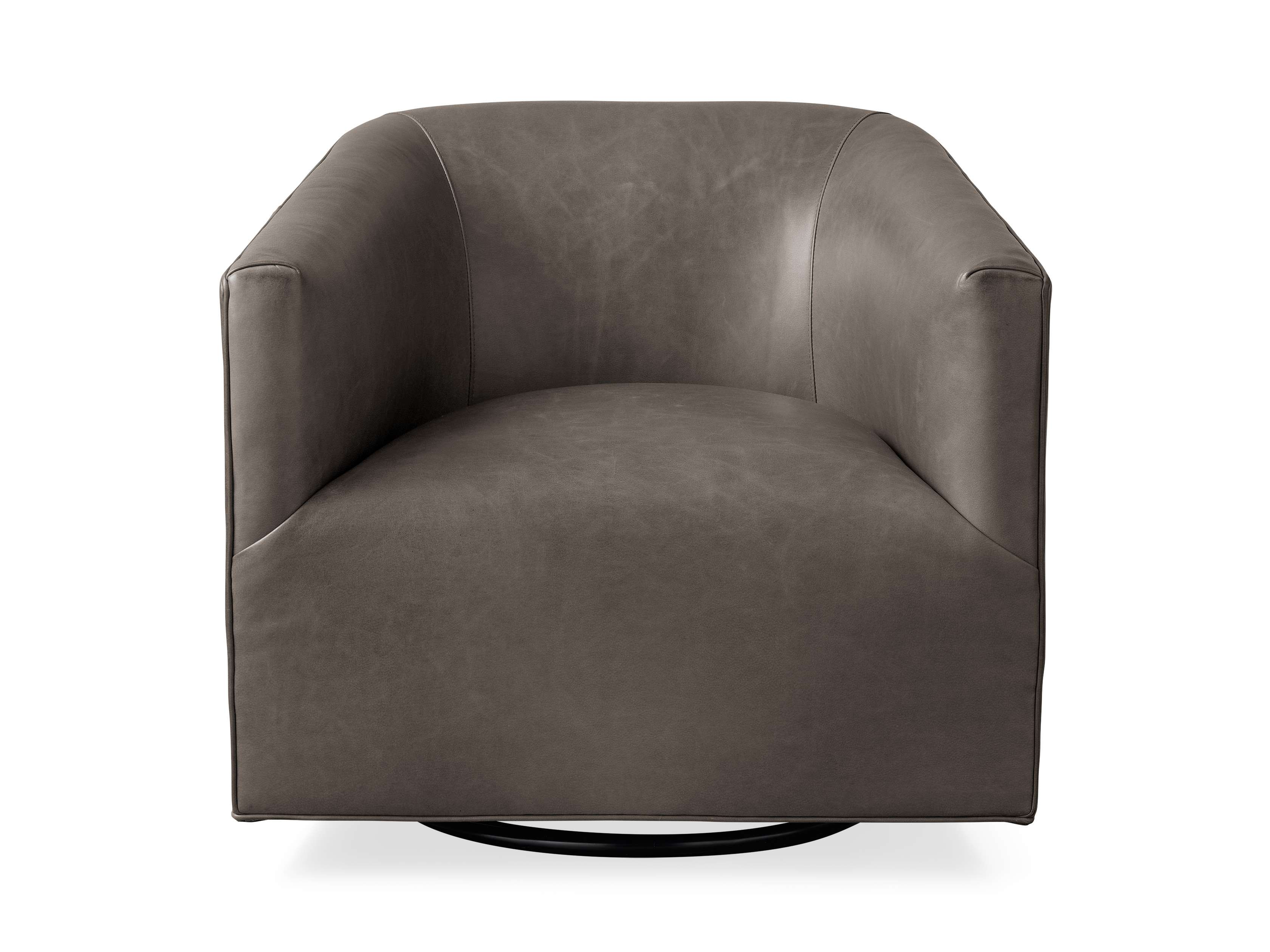 Ellison Leather Plinth Swivel Chair - Modern Office Chair with 360 Degree Rotation - Perfect for Home Office, Study Room & Executive Workspace