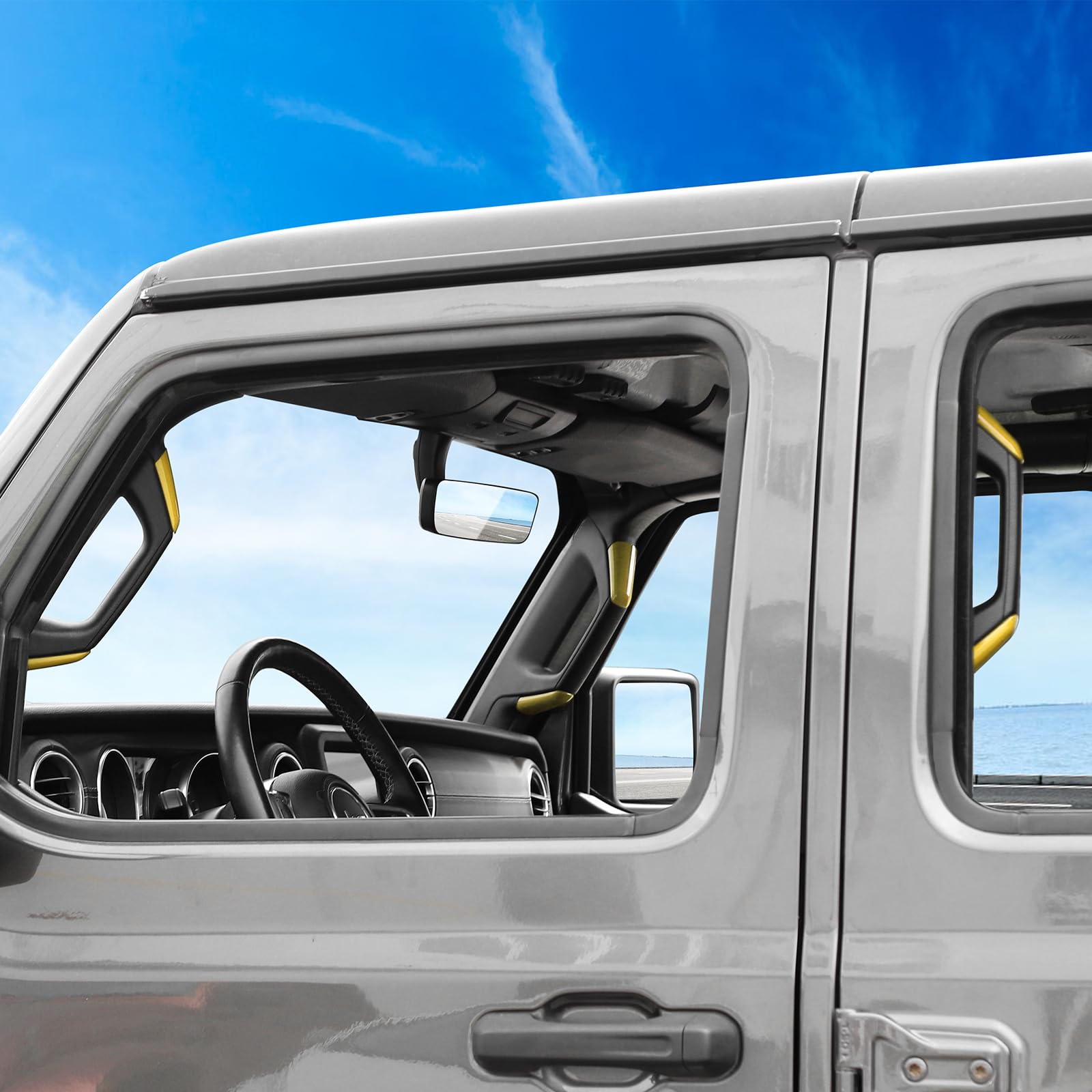 RT-TCZ Yellow A/B Pillar Grab Handle Covers for Jeep Wrangler JL JLU & Gladiator JT (2018-2023) - Interior Accessories for Enhanced Grip & Style - Perfect for Off-Roading & Daily Driving