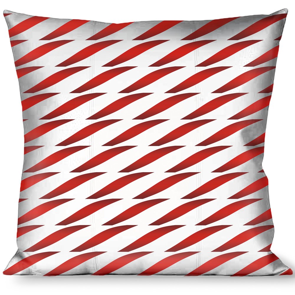 Christmas Candy Cane Decorative Throw Pillow Cover - Holiday Home Decor for Sofa, Bed & Couch (Red & White Striped)