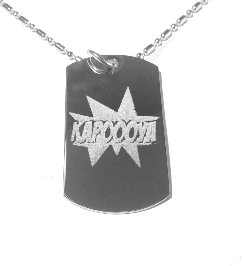 Kapooya Viral Video Storm Interview Logo Military Dog Tag Necklace - Stainless Steel Chain for Men & Women, Perfect for Travel, Luggage ID, and Fashion Accessories