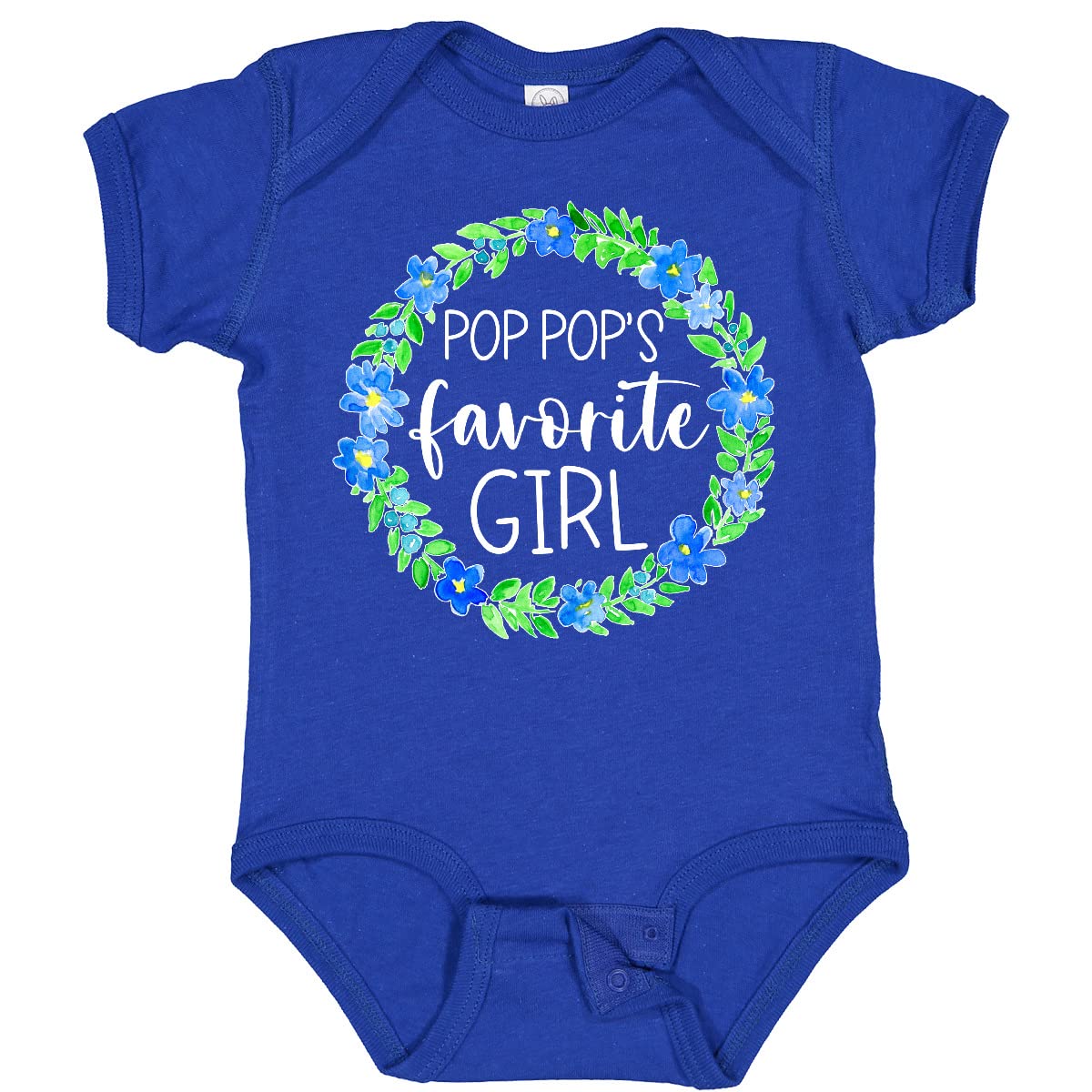 Inktastic Pop Pop's Favorite Girl Blue Floral Wreath Baby Bodysuit - Cute Outfit for Granddaughter, Baby Shower Gift & Family Photo Outfit