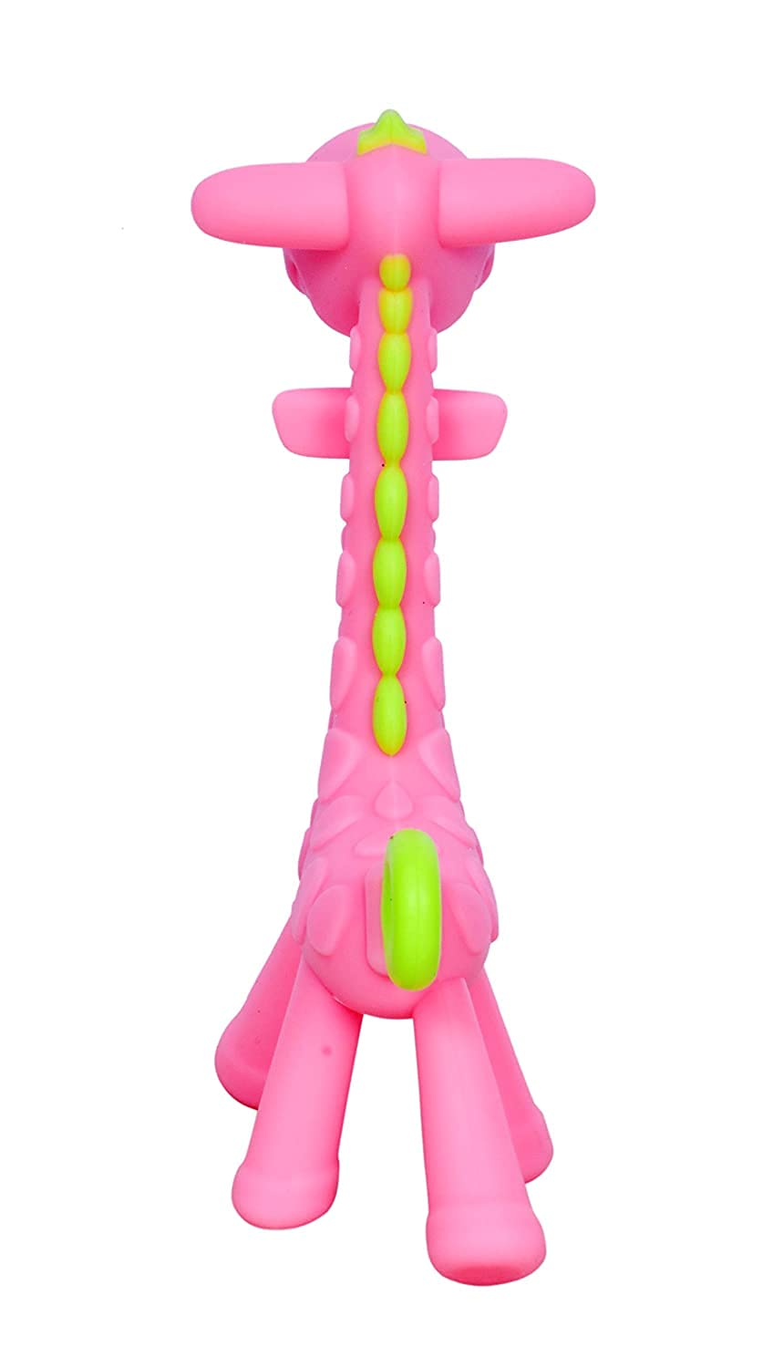 **Aplam Chaplam BPA-Free Silicone Baby Teether for 6-12 Months | Soft Chew Toy for Soothing Sore Gums | Safe for Infants & Toddlers | Giraffe Pink Combo Pack – Perfect for Home, Travel & Daycare**