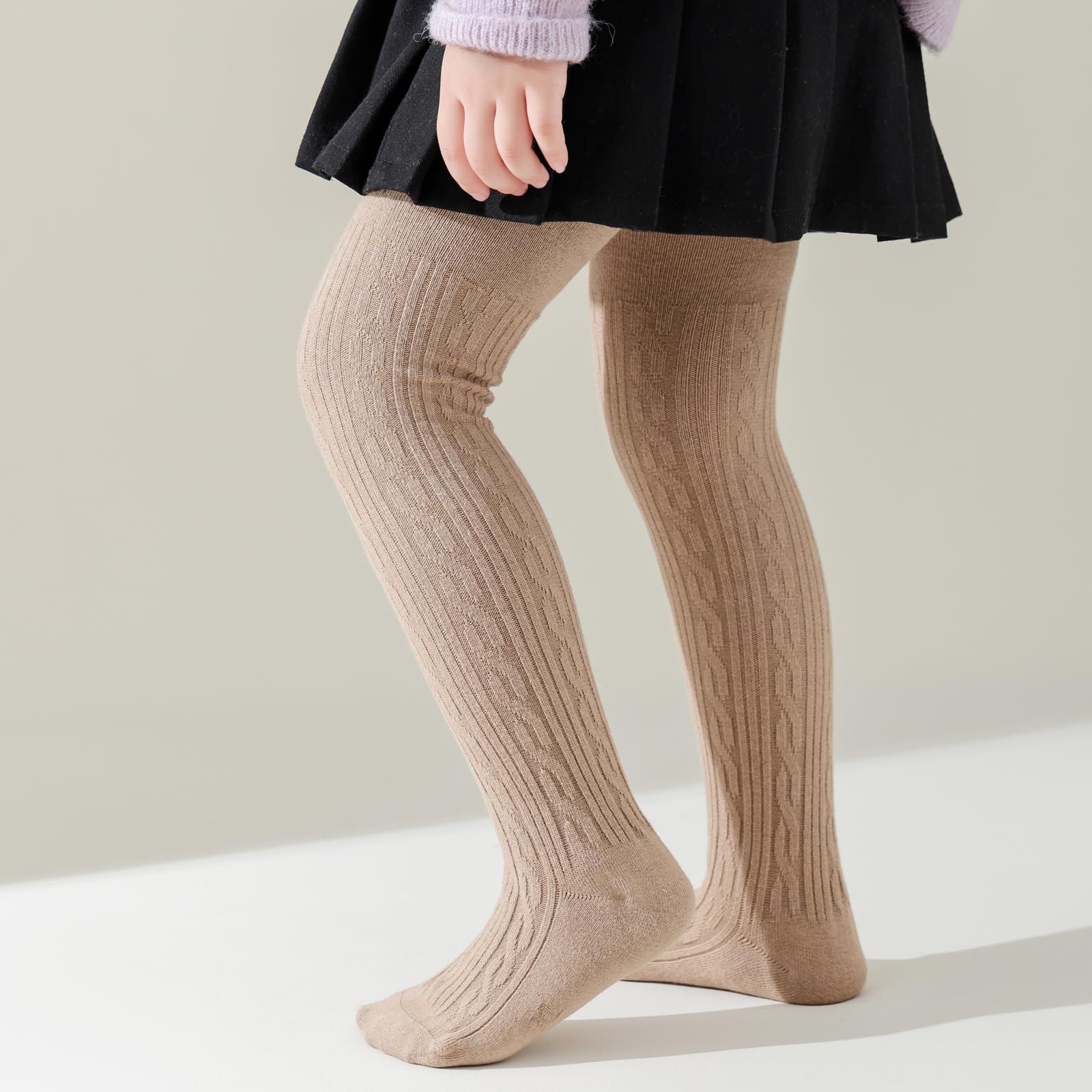 **Soft Cotton Baby Tights for Toddler Girls - Seamless Cable Knit Leggings & Stockings (3/4/5 Pack) - Perfect for Playtime, Daycare & Winter Outfits**