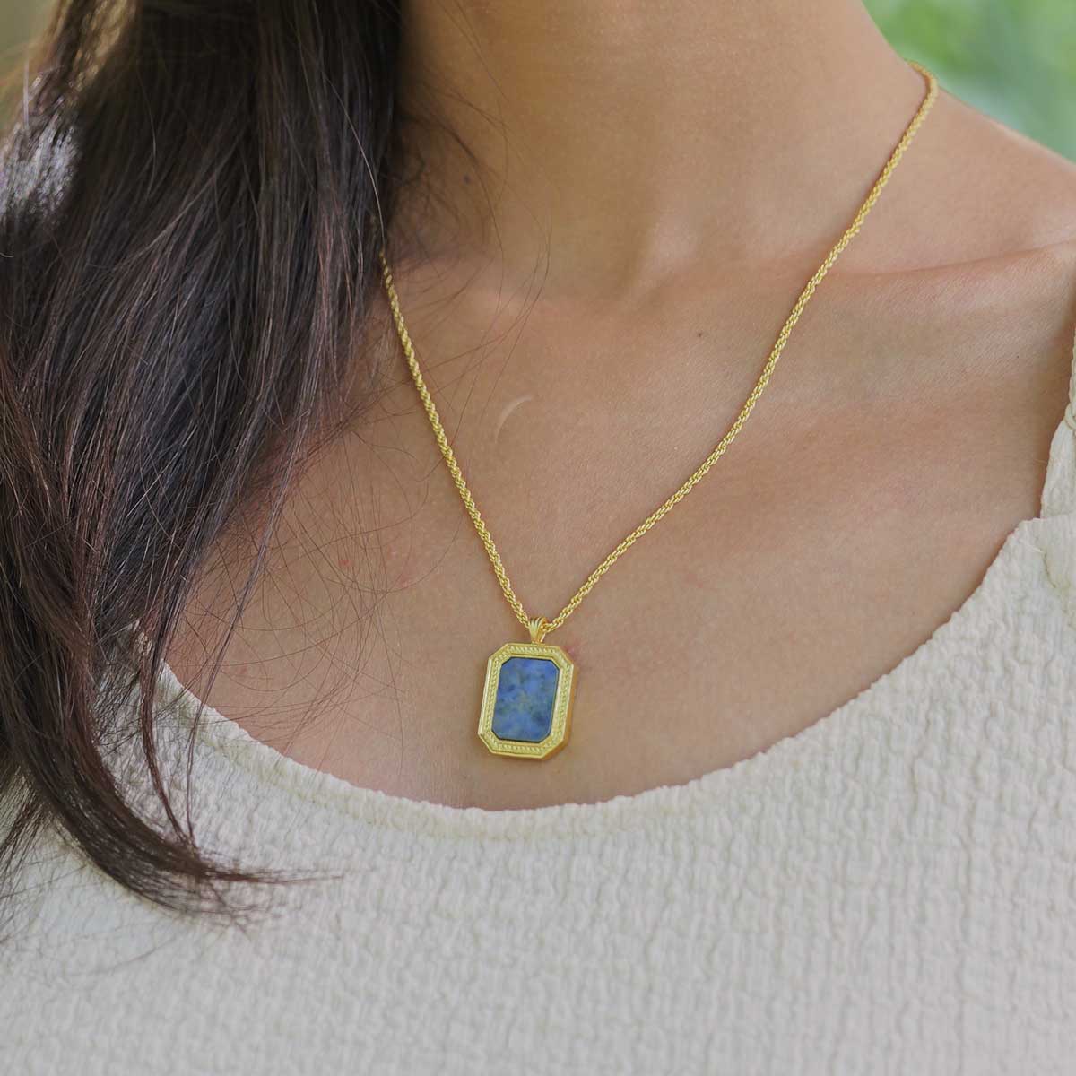 True Essence Lapis Lazuli Pendant Necklace & Stud Earrings Set - Spiritual Healing Jewelry for Meditation, Yoga & Energy Balancing