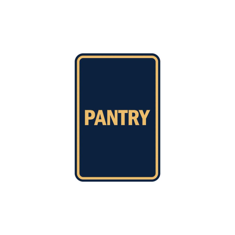 ByLITA Round Pantry Sign with Adhesive Tape - Weatherproof Indoor/Outdoor Decor for Kitchen, Pantry, or Office - Navy Blue & Gold - Medium Size