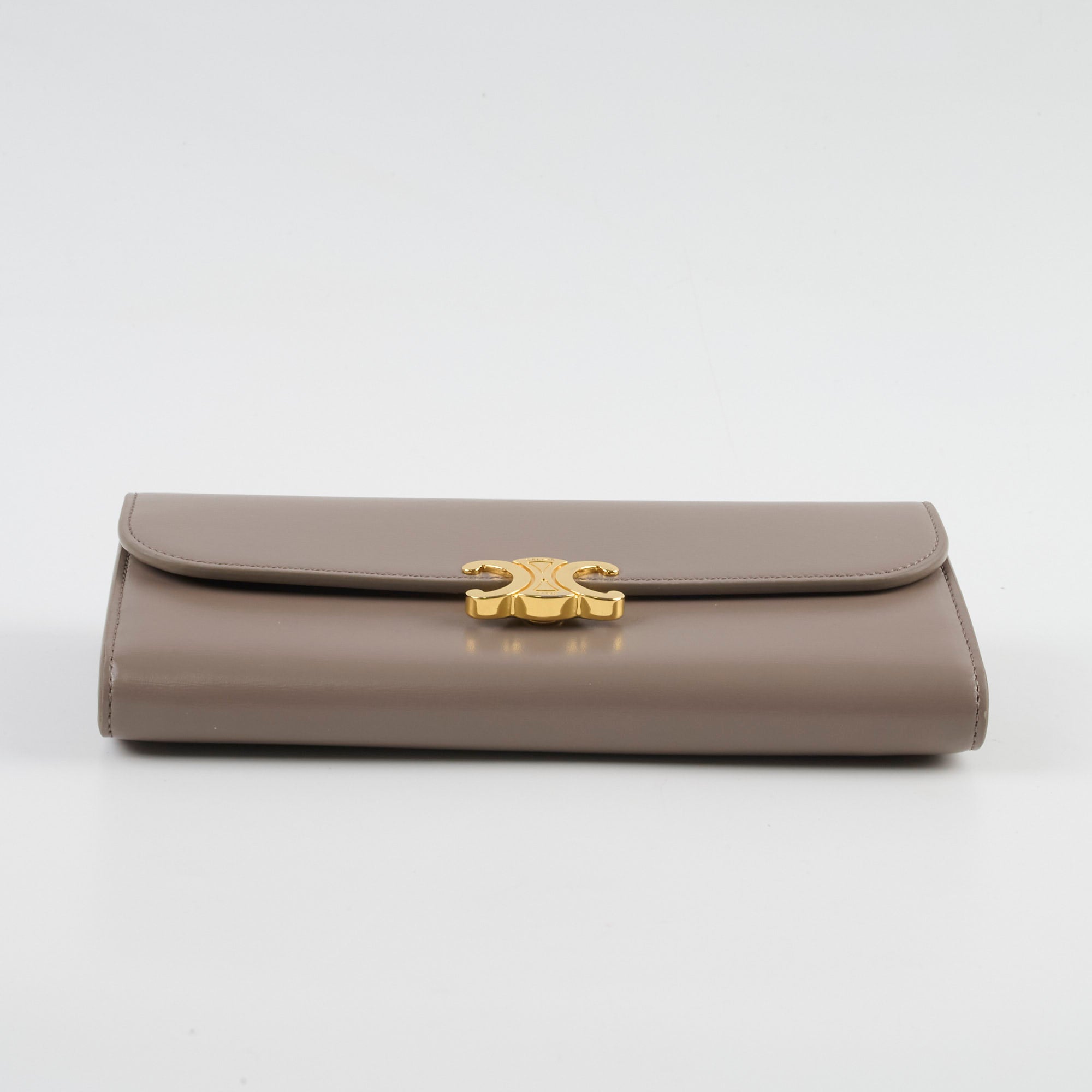Celine Triomphe Wallet in Shiny Calfskin & Pebble Leather - Luxury Women's Designer Wallet for Everyday Use & Special Occasions