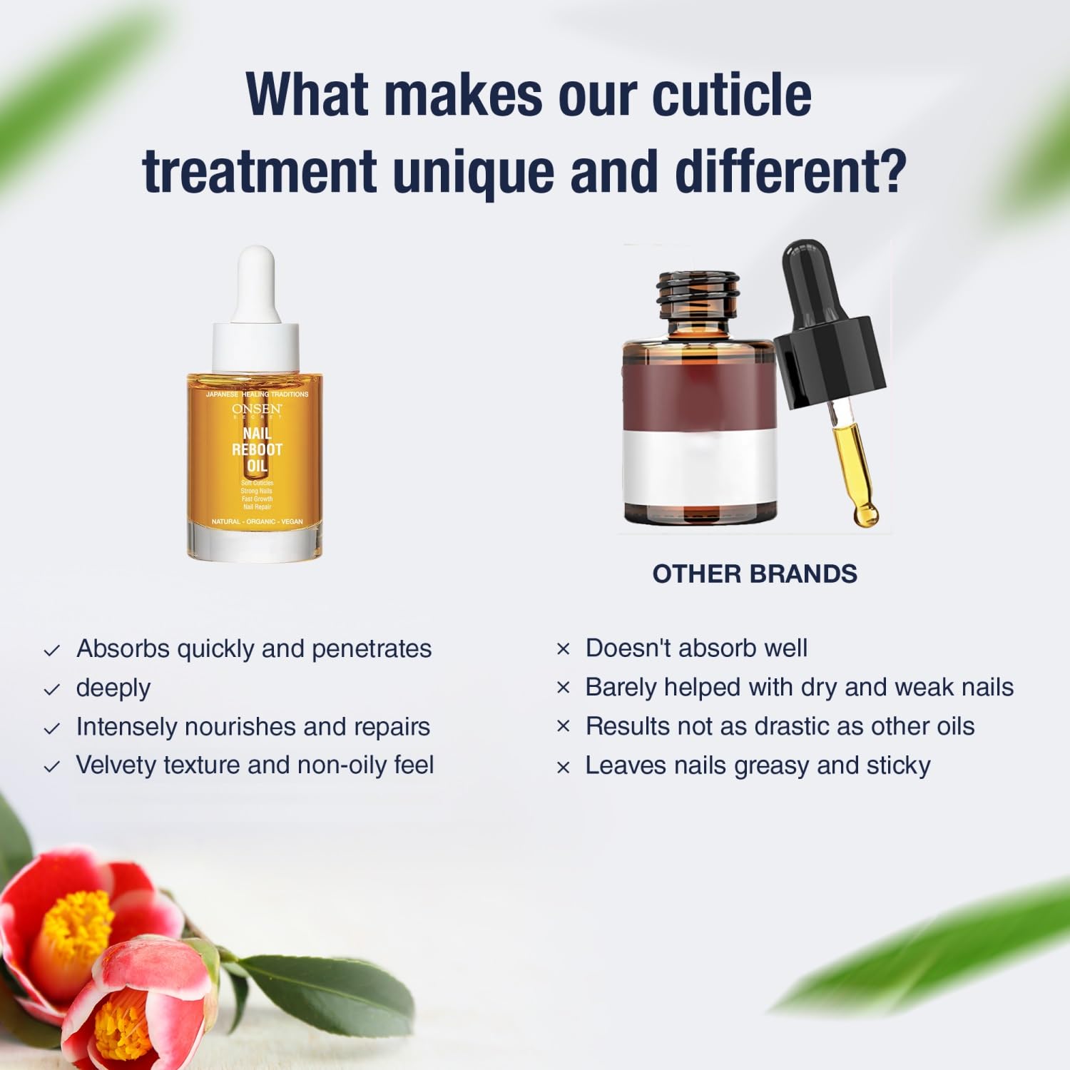 Onsen Secret Nail Reboot Duo Set - Natural Nail Treatment & Cuticle Repair Cream for Damaged Nails - 30ml Nail Strengthener Oil & Moisturizing Cuticle Conditioner - Visible Results for Healthy Nails - Perfect for Home Manicures & Nail Salon Care