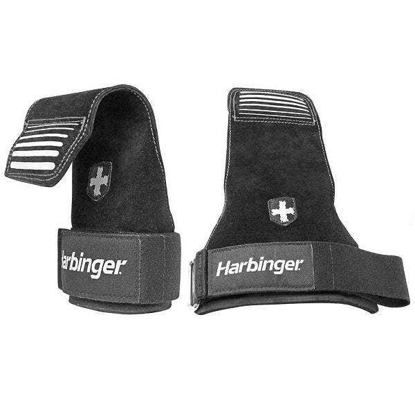 Harbinger Lifting Grips for Weightlifting & Gym Training - Premium Black Workout Gloves for Better Grip & Wrist Support - Ideal for CrossFit, Powerlifting & Strength Training