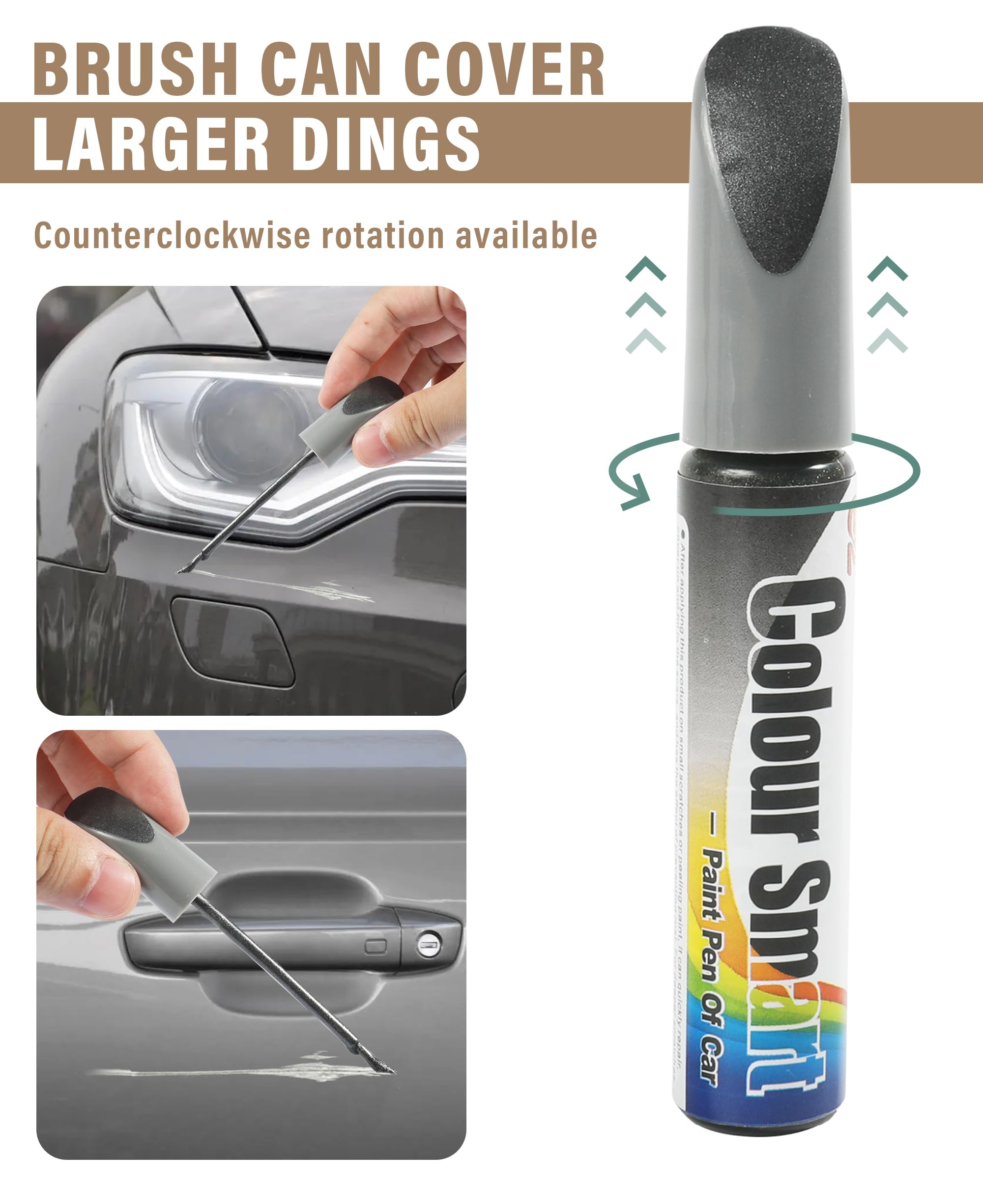 Car Scratch Remover & Repair Kit - Universal Touch Up Paint Pen for Deep Scratches (Grey) | Vehicle Scratch Repair Accessories | Perfect for Cars, Trucks & SUVs - Quick Fix for Parking Lot Scratches & Minor Paint Damage