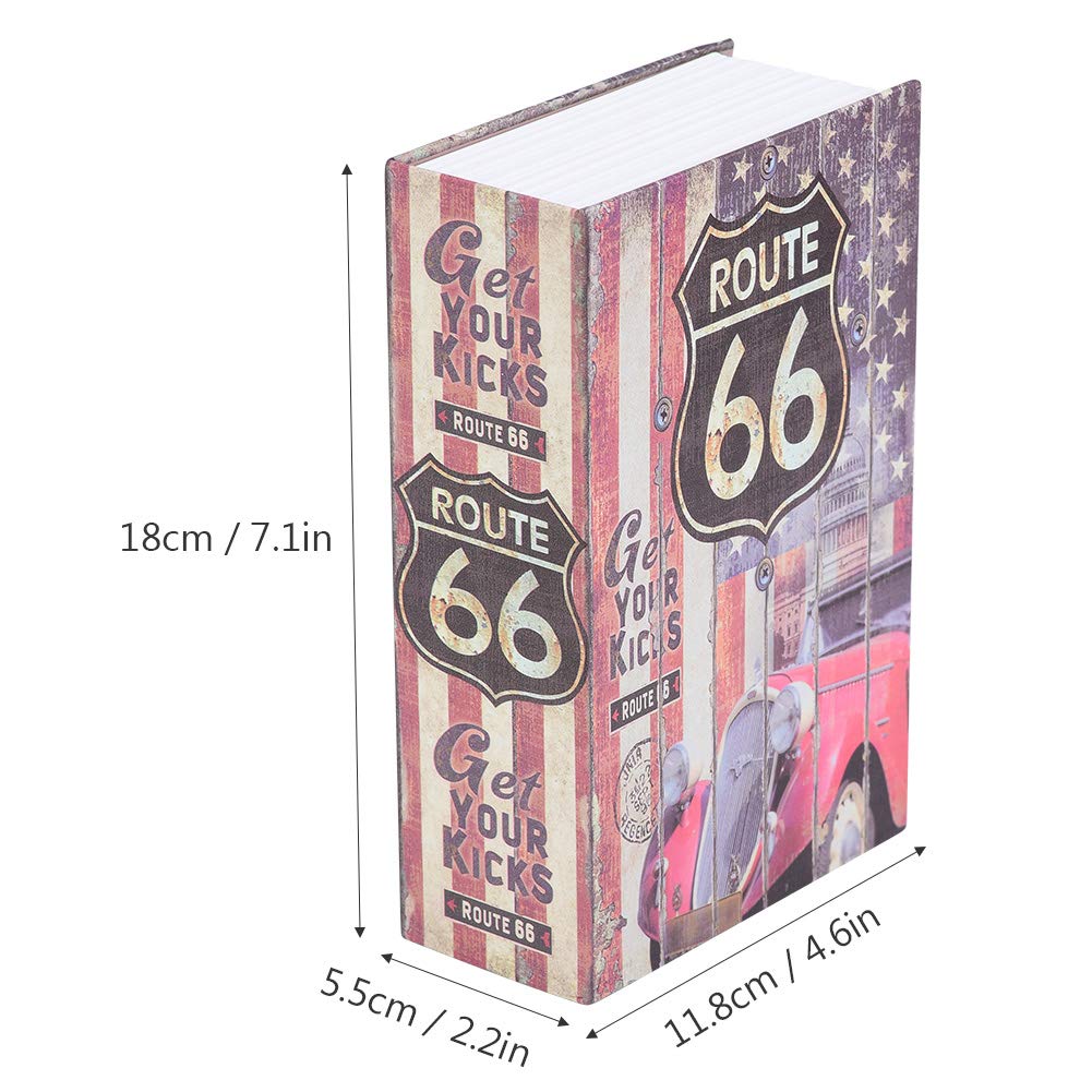 Red Mini Safe Box - Diversion Book Case Safe with Combination Lock (Route 66) | Portable Security for Cash, Jewelry & Valuables | Home, Office & Travel Use
