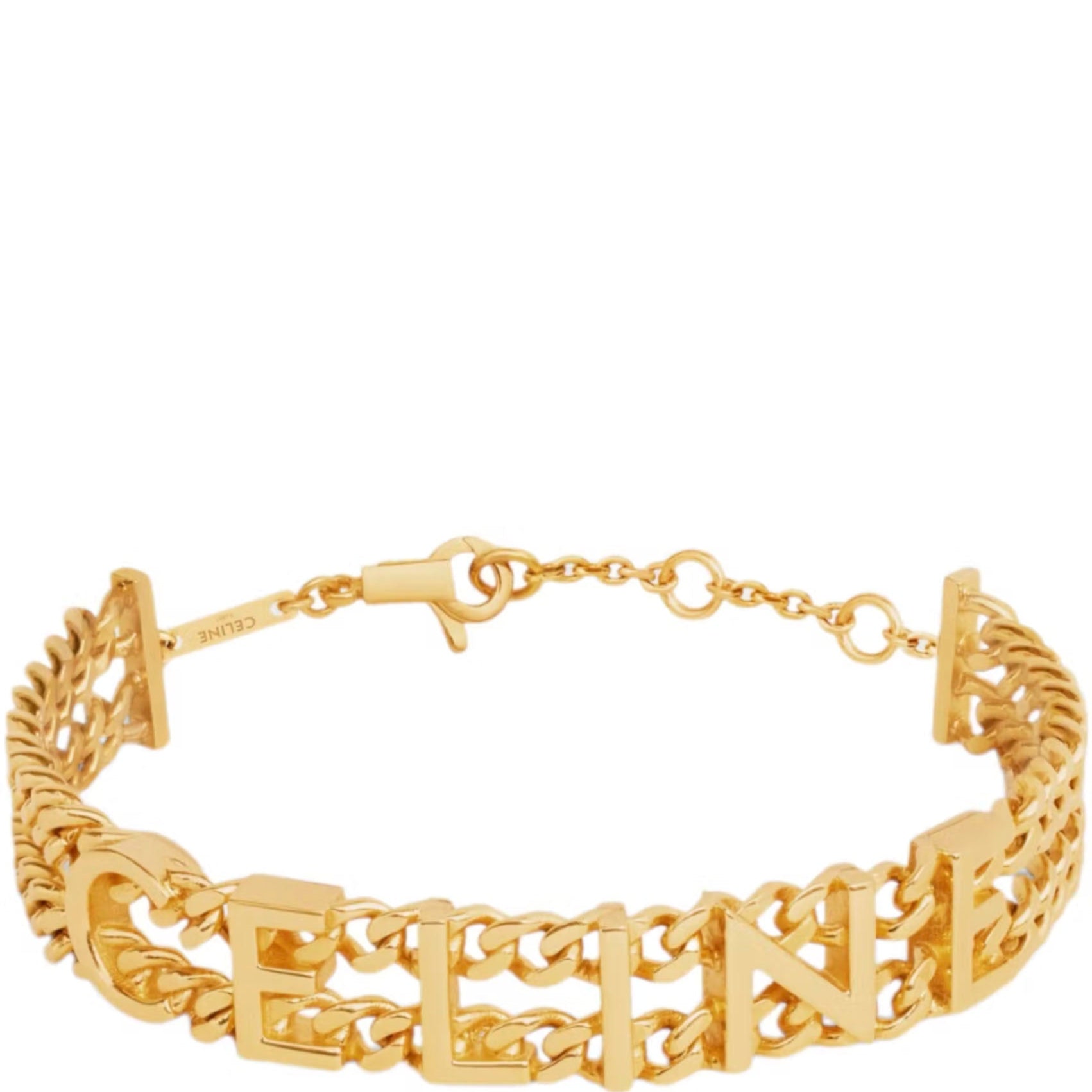 Celine Gold Finish Gourmette Bracelet - Elegant Fashion Jewelry for Women, Perfect for Parties, Weddings & Special Occasions
