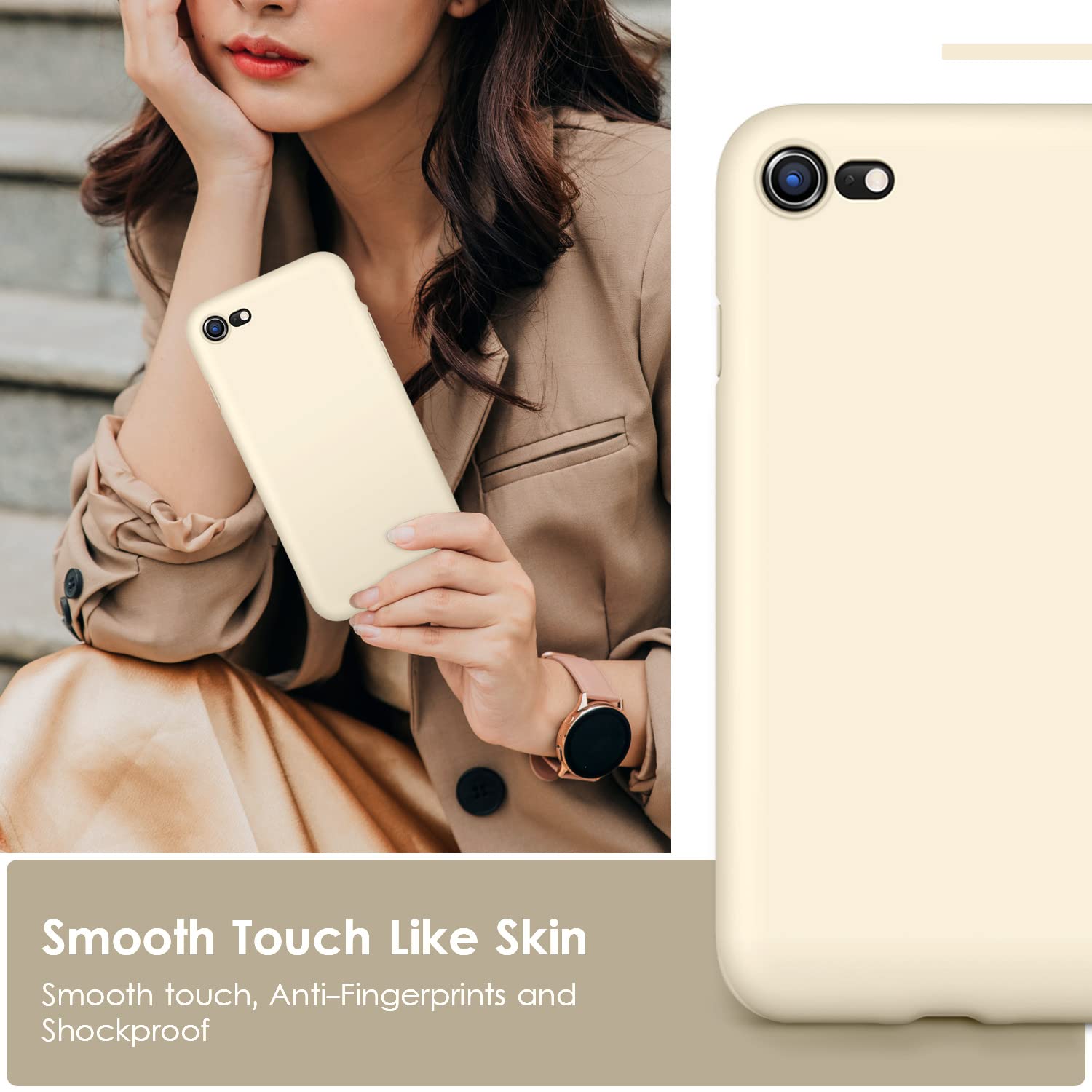 VIKESI Liquid Silicone Phone Case for iPhone SE 2022/2020, iPhone 8 & iPhone 7 (4.7 Inch) - Ultra Soft Protective Cover for Women, Girls & Boys - Stylish Milk White Design - Perfect for Daily Use, Work & Travel