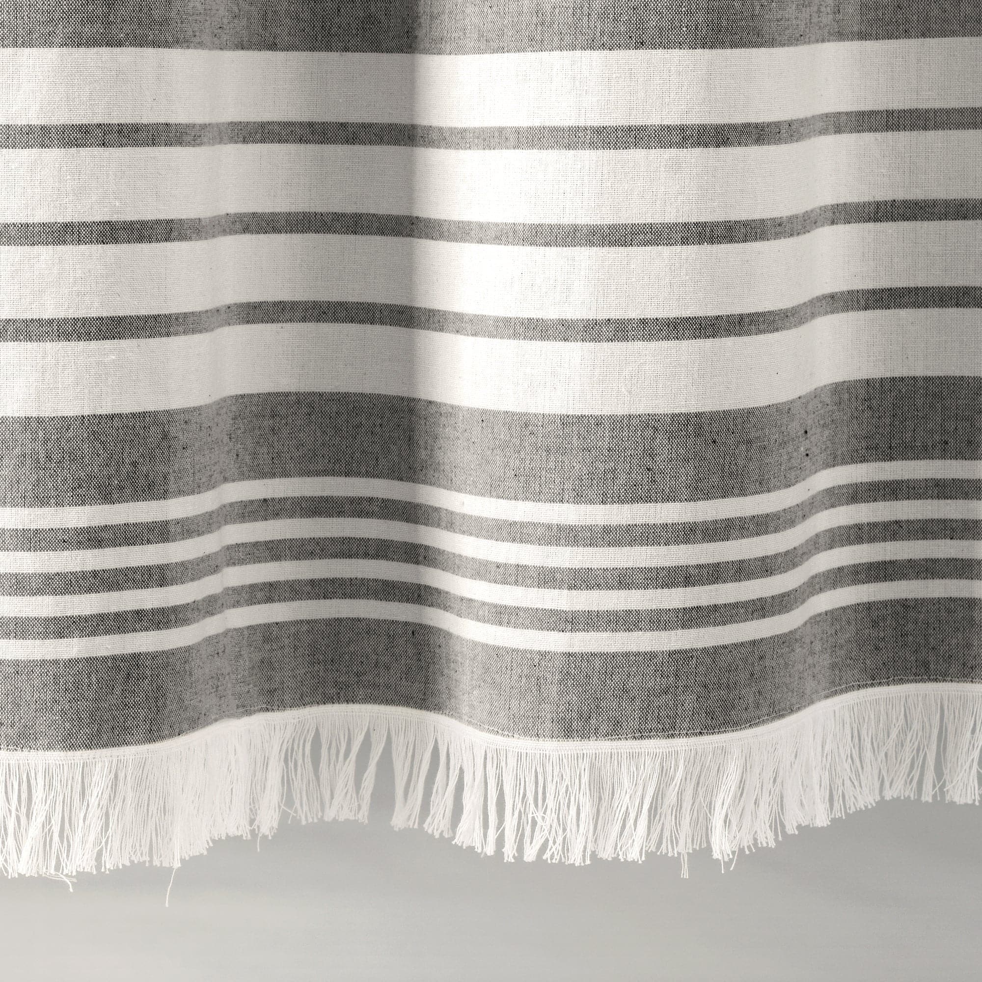 Nantucket Yarn Dyed Tassel Fringe Shower Curtain - Coastal Bathroom Decor for Beach House, Farmhouse & Boho Style