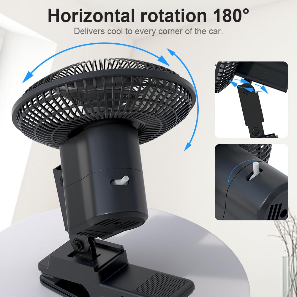 12V Car Fan with Cigarette Lighter Plug - 6