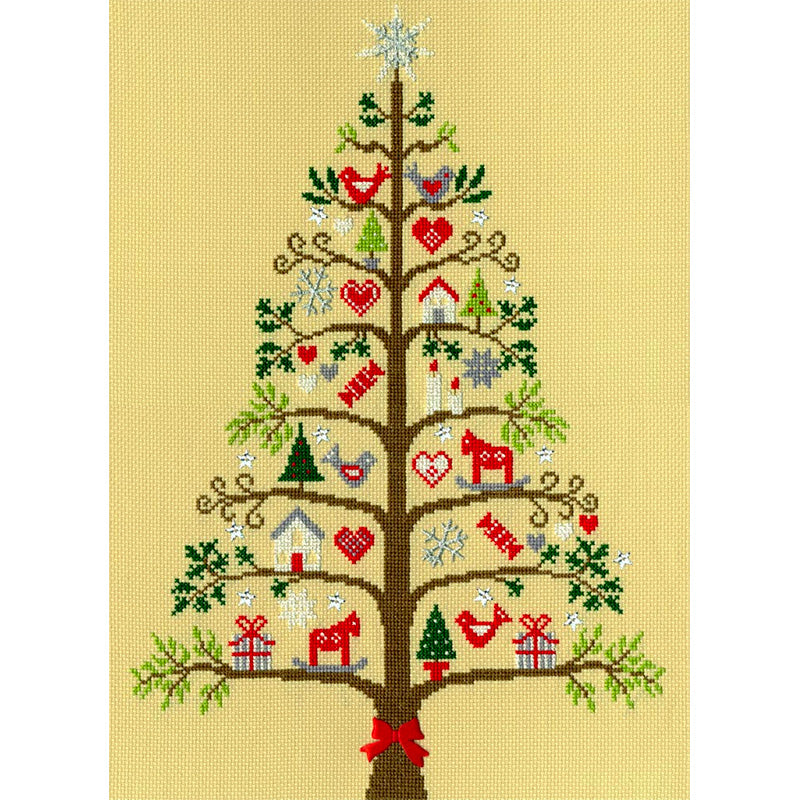 Scandinavian Christmas Tree Cross Stitch Kit - DIY Embroidery Kit for Beginners, Holiday Home Decor & Handmade Gifts - Perfect for Festive Crafting & Cozy Winter Evenings