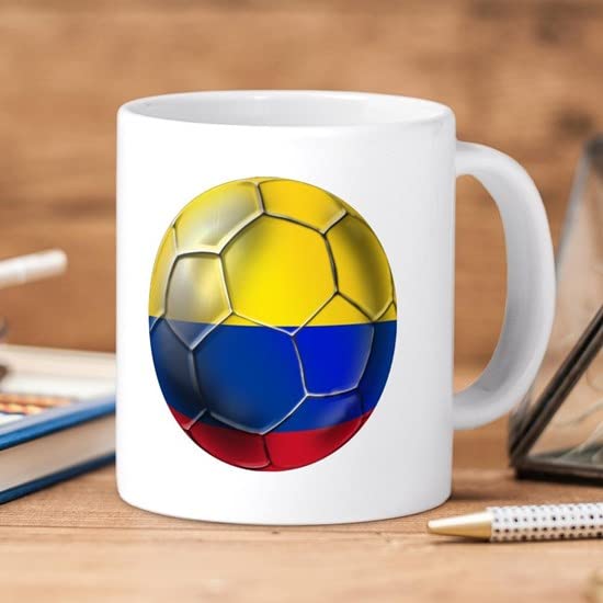 Colombia Soccer Ball 20 oz Ceramic Coffee Mug - Large Insulated Travel Cup for Coffee, Tea & Hot Drinks - Perfect for Soccer Fans, Office Use & Gifts