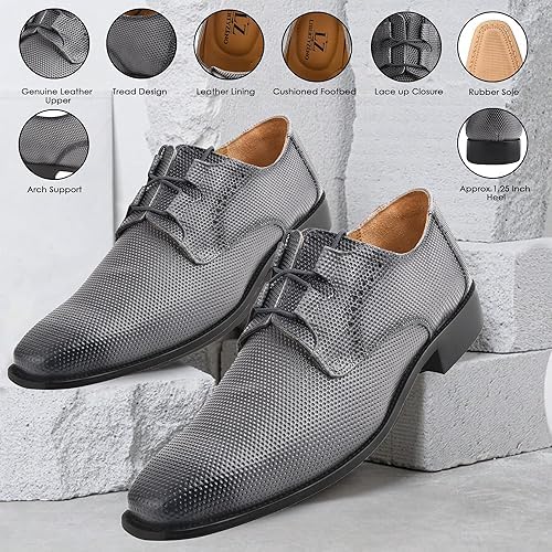 LIBERTYZENO Men's Genuine Leather Oxford Dress Shoes - Classic Tread Design Lace-Up Formal Shoes for Business, Wedding & Easter Gifts