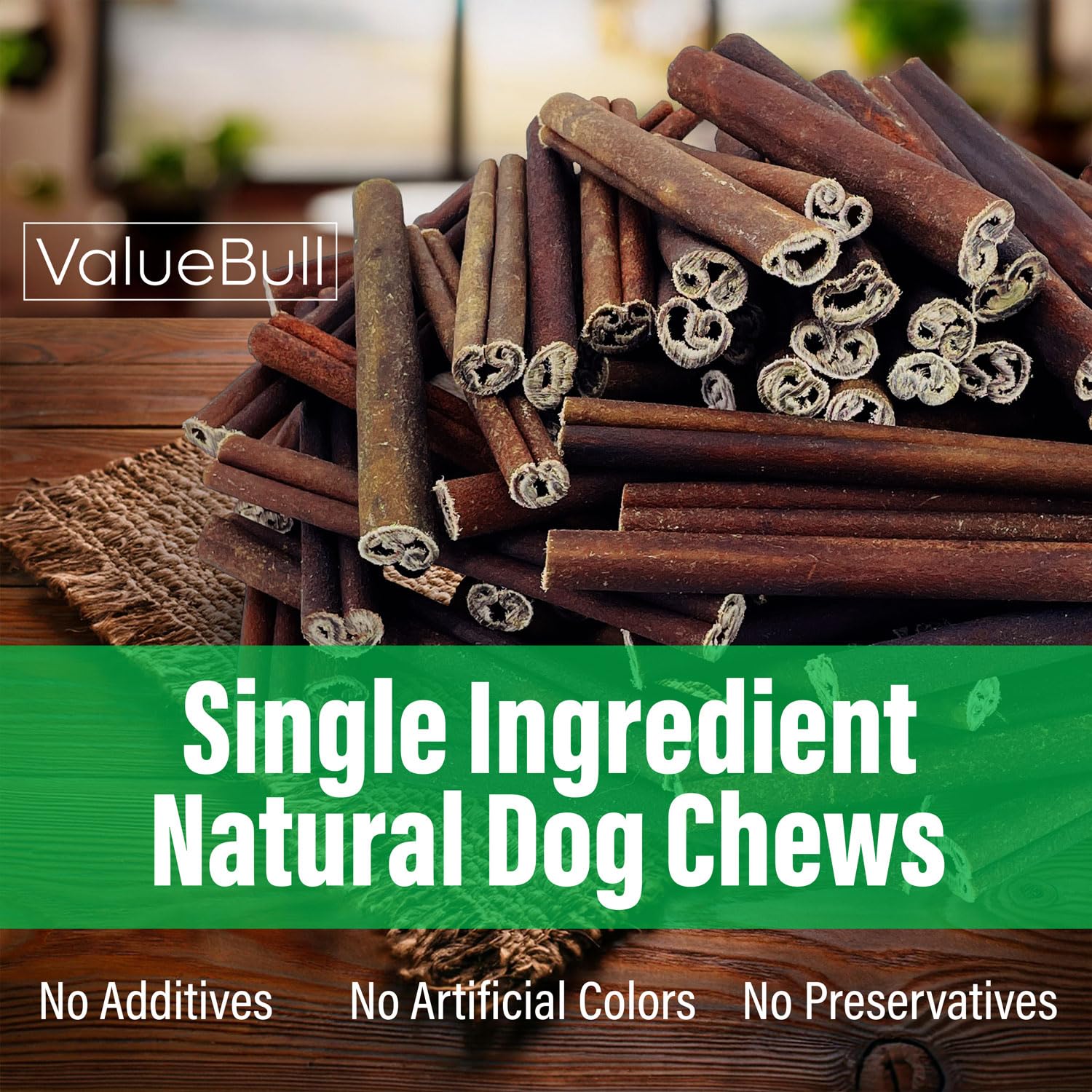 ValueBull Natural Collagen Sticks for Dogs - Healthy & Long-Lasting Bully Stick Alternative, 6-Inch Medium Size (100 Count Bulk Pack) - Single Ingredient, Grain-Free Chews for Hip & Joint Support, Skin & Coat Health - Perfect for Training, Teething, and Dental Care