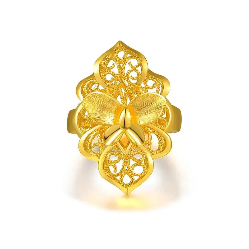2023 New 24K Pure Yellow Gold Flower Charm Jewelry for Women - Romantic Wedding & Anniversary Gift - Elegant Fine Jewelry for Brides, Valentines Day & Special Occasions