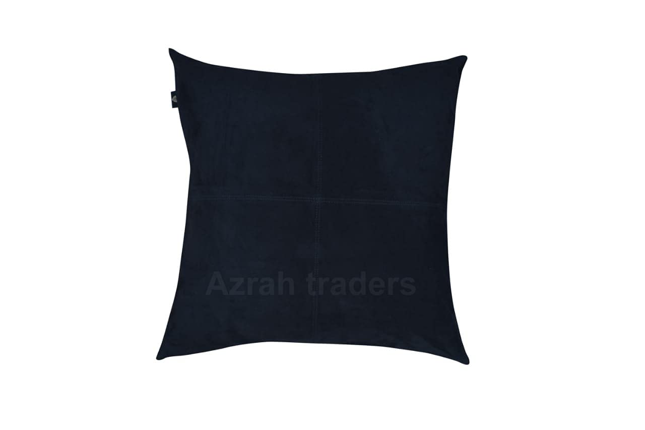 Premium Lambskin Suede Leather Pillow Cover Set of 2 - 22x22 Inch Sofa Cushion Case - Luxury Decorative Throw Pillow Covers for Living Room, Bedroom, or Office - Soft Black Leather Home Decor Accent