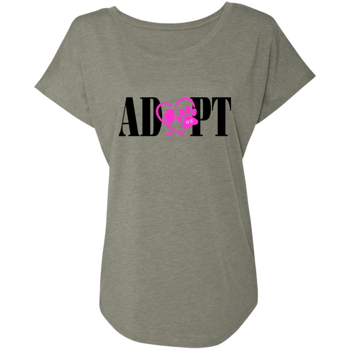 WineyBitches.Co Women's Triblend Dolman Sleeve T-Shirt - Pink Heart with Black Lettering - Soft Comfort Fit for Casual Wear, Girls Night Out & Lounge