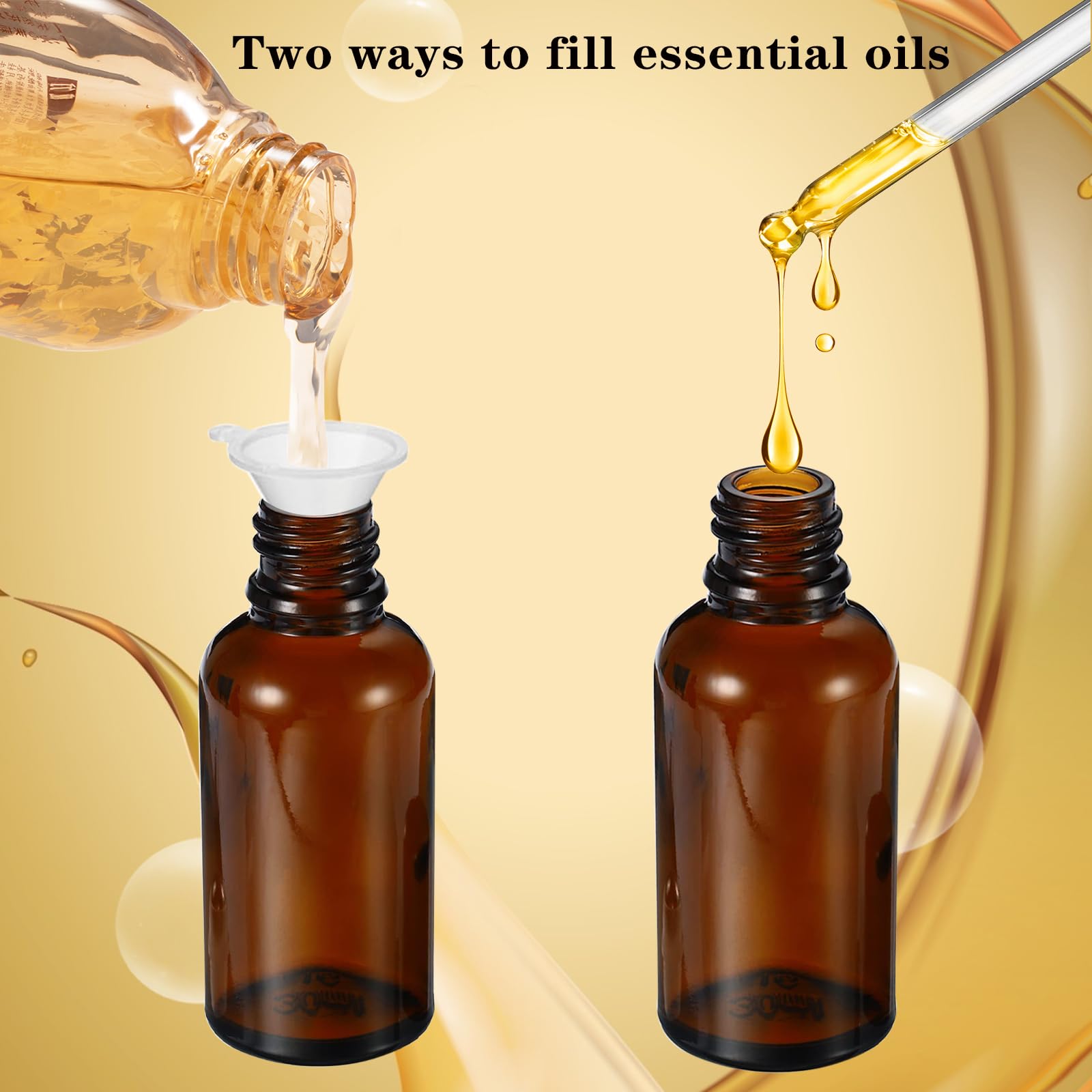 30ML Essential Oil Roller Bottles - 4 Pack Amber Glass Roll On Bottles with Stainless Steel Roller Balls for Perfume, Aromatherapy & DIY Blends - Includes Opener, Funnel & Dropper - Perfect for Travel, Gifts & Home Use