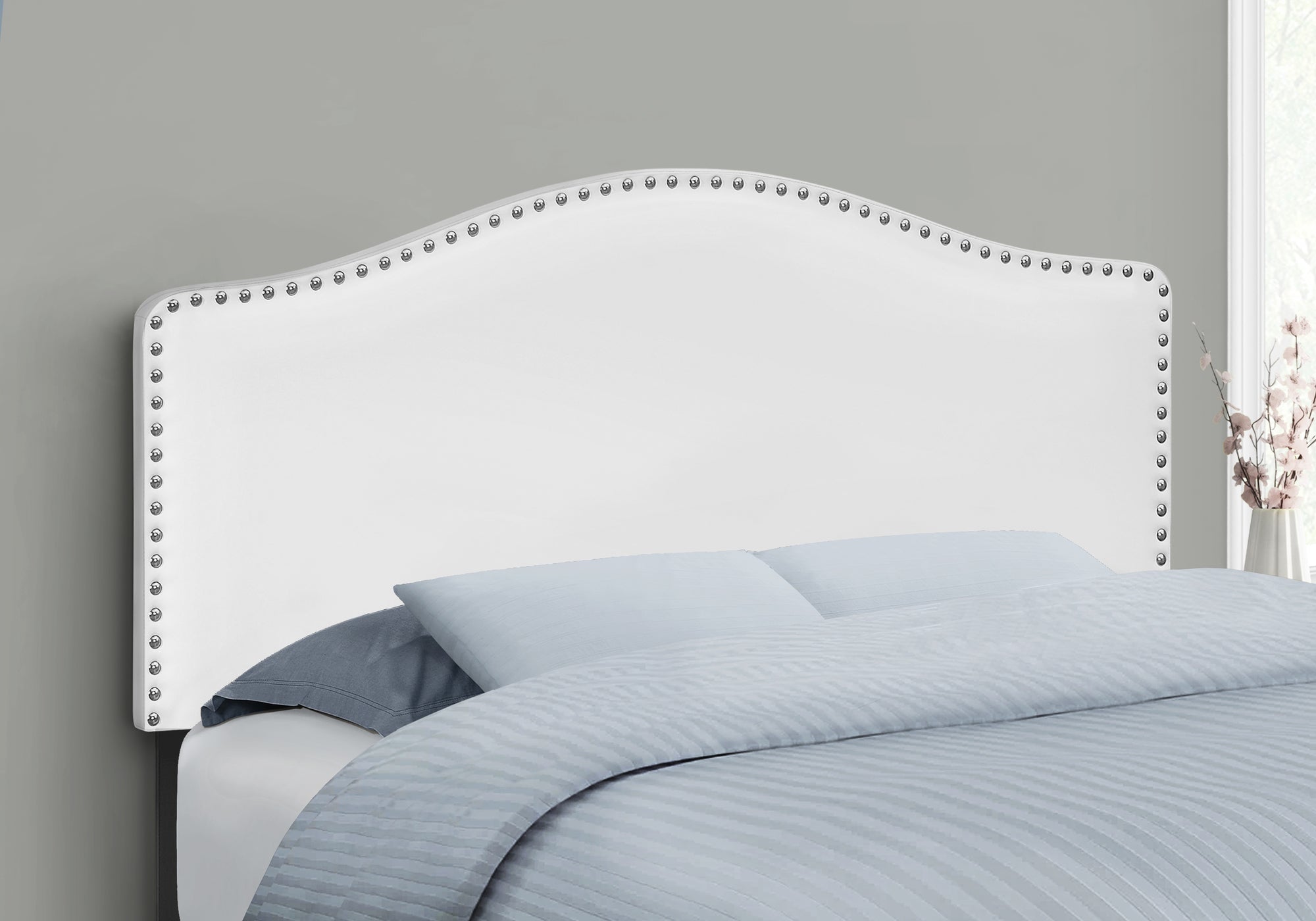 Full Size White Faux Leather Headboard - Modern & Elegant Bed Frame for Master Bedroom, Guest Room, or Dorm Decor