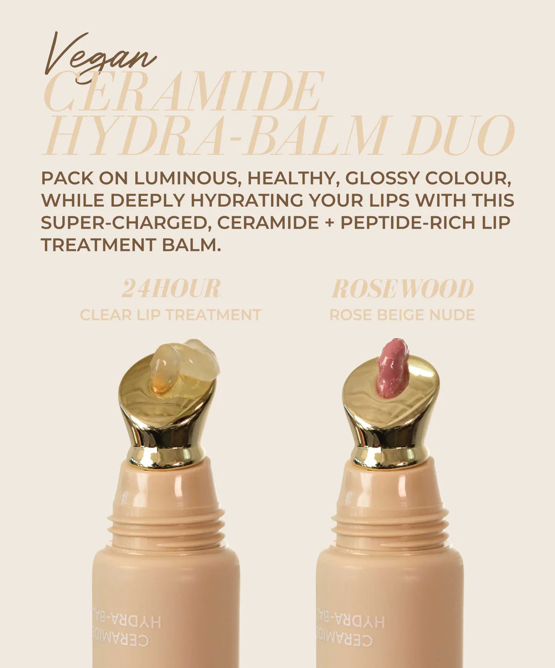 Ceramide Hydra Balm Duo - 24 Hour Deep Moisturizing Cream with Rosewood Oil for Dry & Sensitive Skin | Hydrating Face & Body Care for Day & Night Use