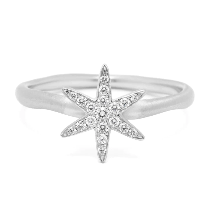 Sparkling Diamond Pave Star Ring - 14K Gold/White Gold/Sterling Silver - Perfect for Engagement, Anniversary & Special Occasion Gifts