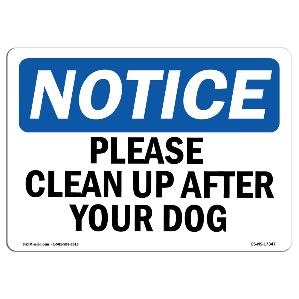 OSHA Compliant 'Clean Up After Your Dog' Sign | Durable Plastic Warning Sign for Businesses, Construction Sites & Warehouses | USA-Made | Ideal for Public Spaces & Work Areas