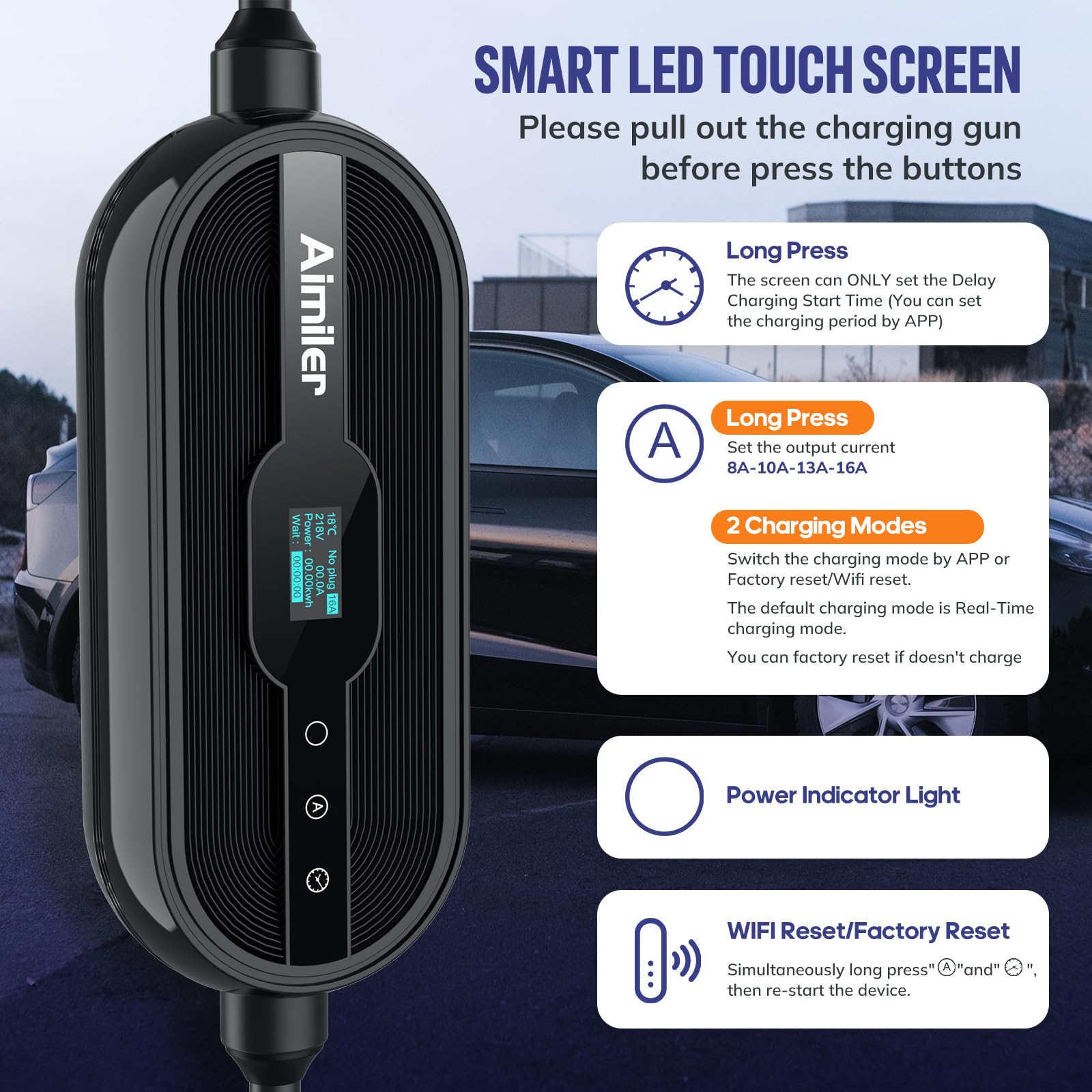 Level 1/2 Tesla Charger with WiFi APP Control - 16Amp, 240V NEMA 6-20 Plug & 120V NEMA 5-15 Adapter - 25ft ETL Certified Cord - Portable EV Charger for Tesla Model X/Y/3/S - Perfect for Home, Garage & Road Trips
