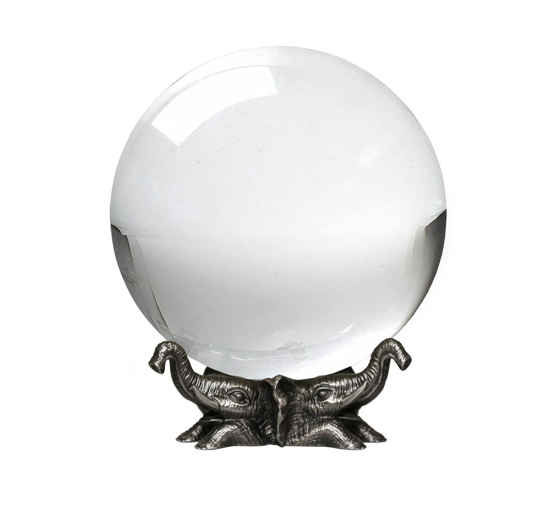 Amlong 8 Inch (200mm) Clear Crystal Ball with Elephant Stand - Perfect for Meditation, Feng Shui, Home Decor & Gifts